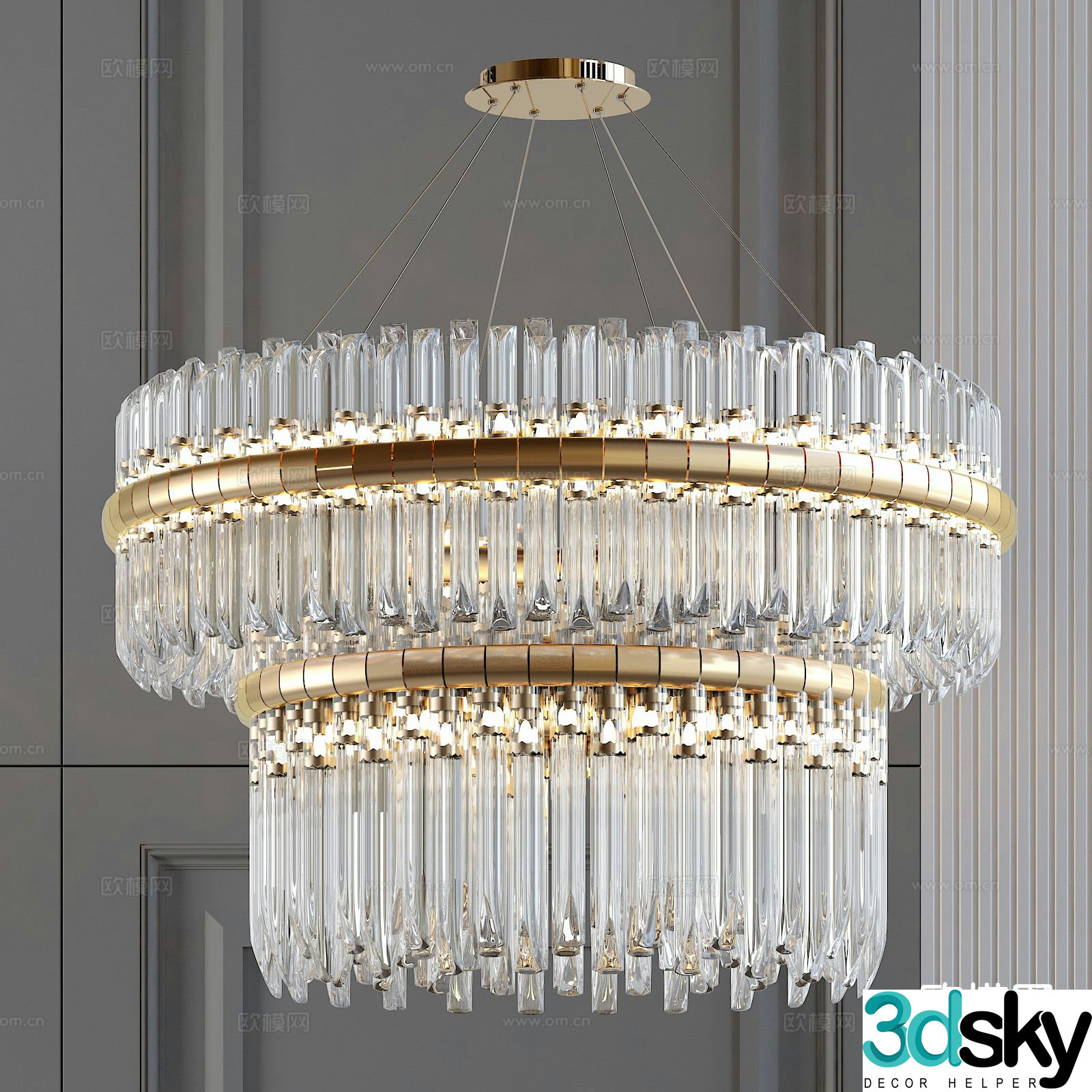 Light luxury chandeliers crystal lamp 3d model
