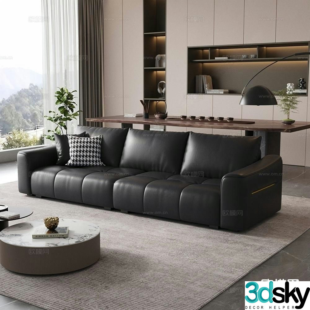 Italian sofa three person sofa leather sofa 3d model