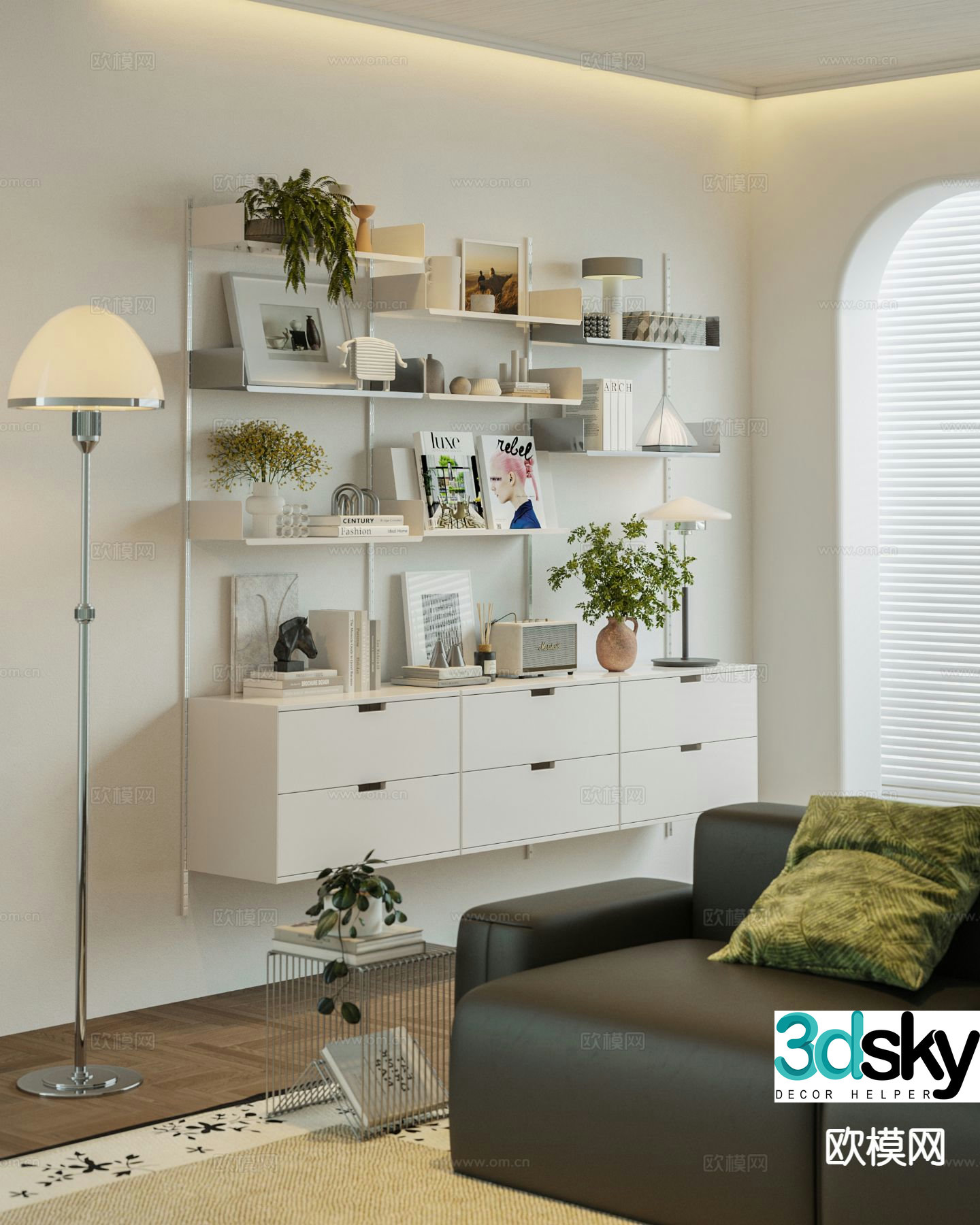Modern bookcase Bookshelf Display shelf 3D model