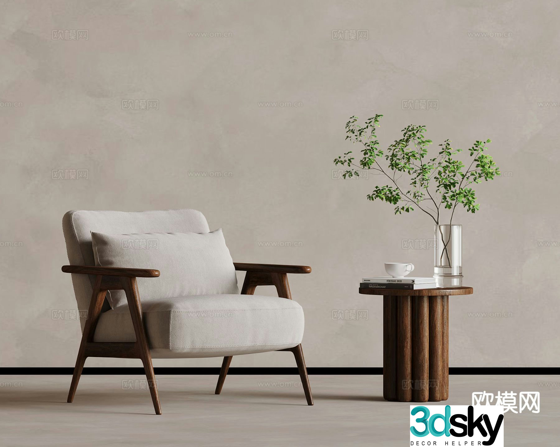 wabi-sabi chair leisure chair armchair 3d model