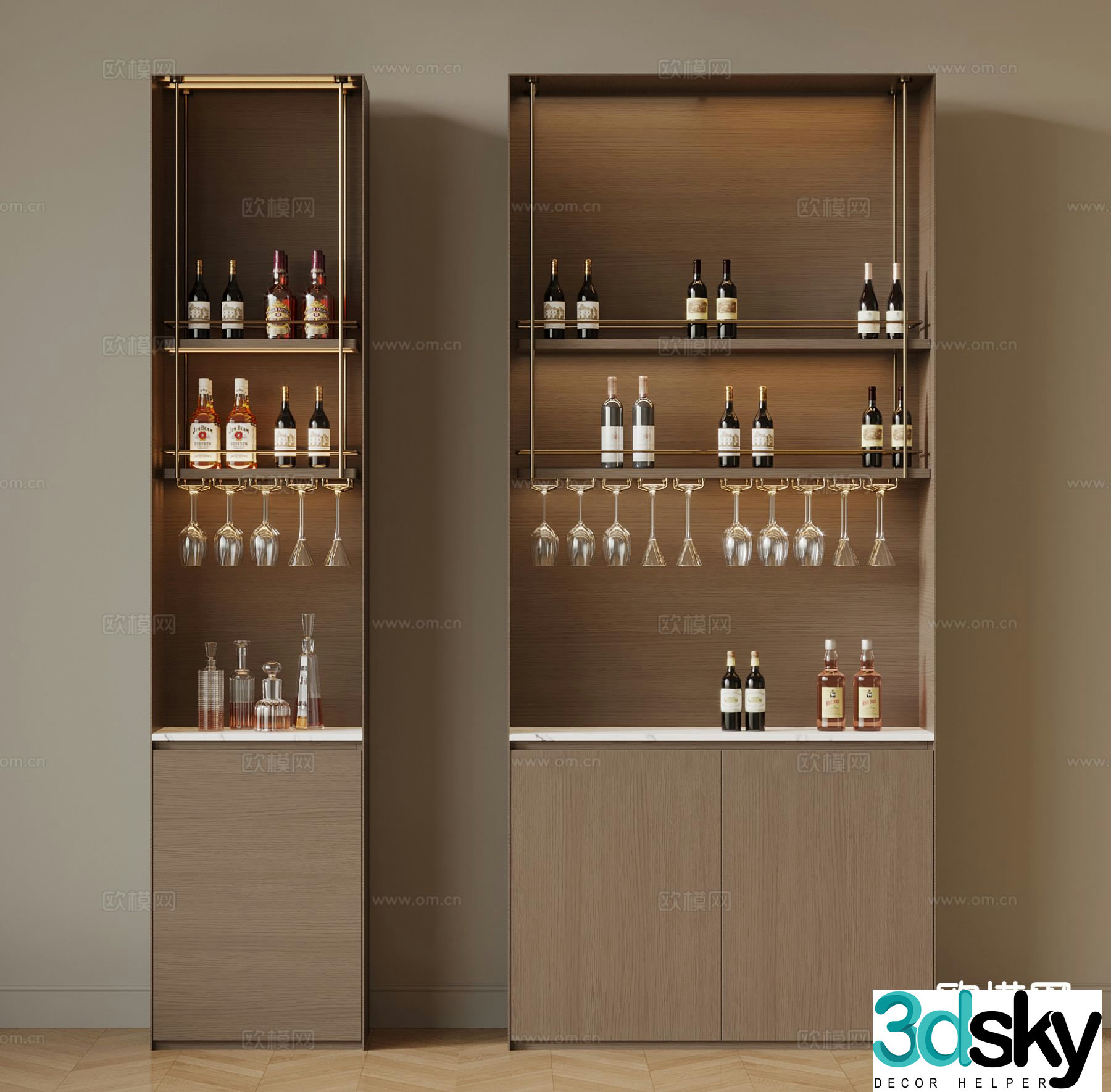 Modern wine cabinet sideboard 3D model