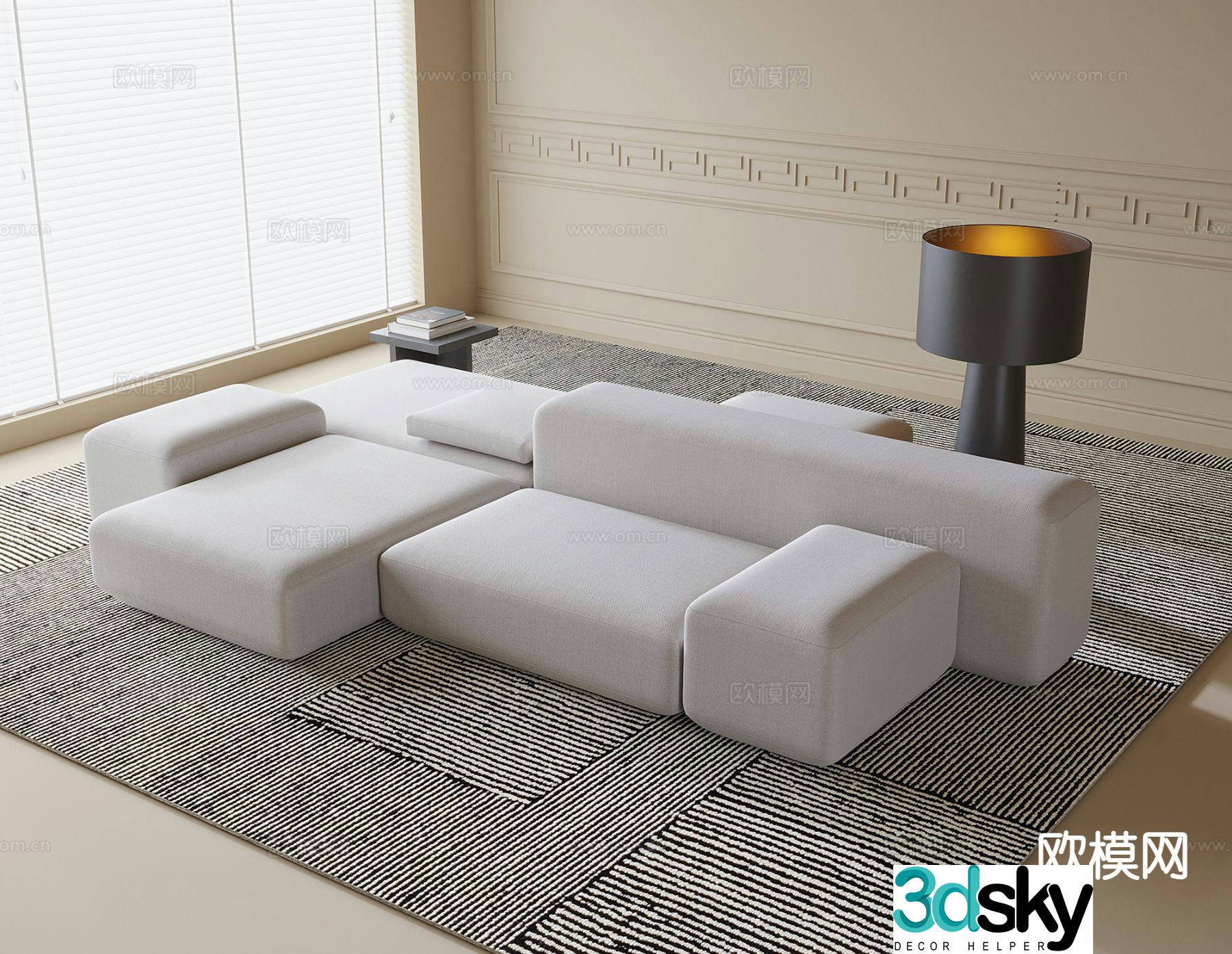 Modern double sided sofa multi-person sofa 3d model