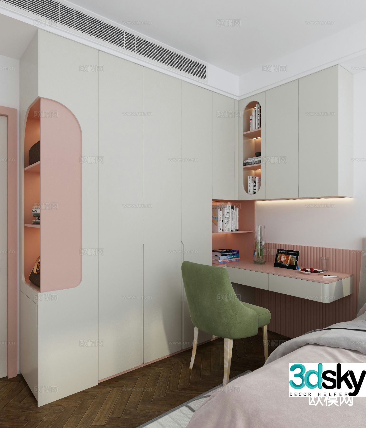 Children’s wardrobe desk wardrobe integrated 3D model