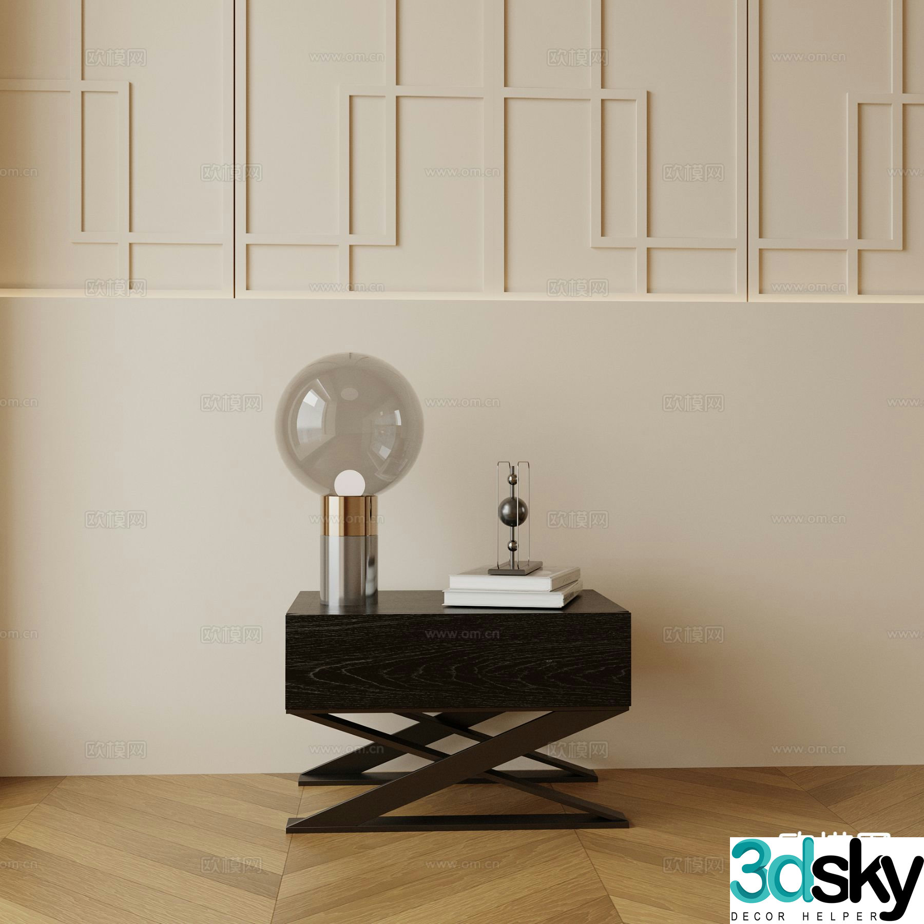 Modern bedside table 3d model