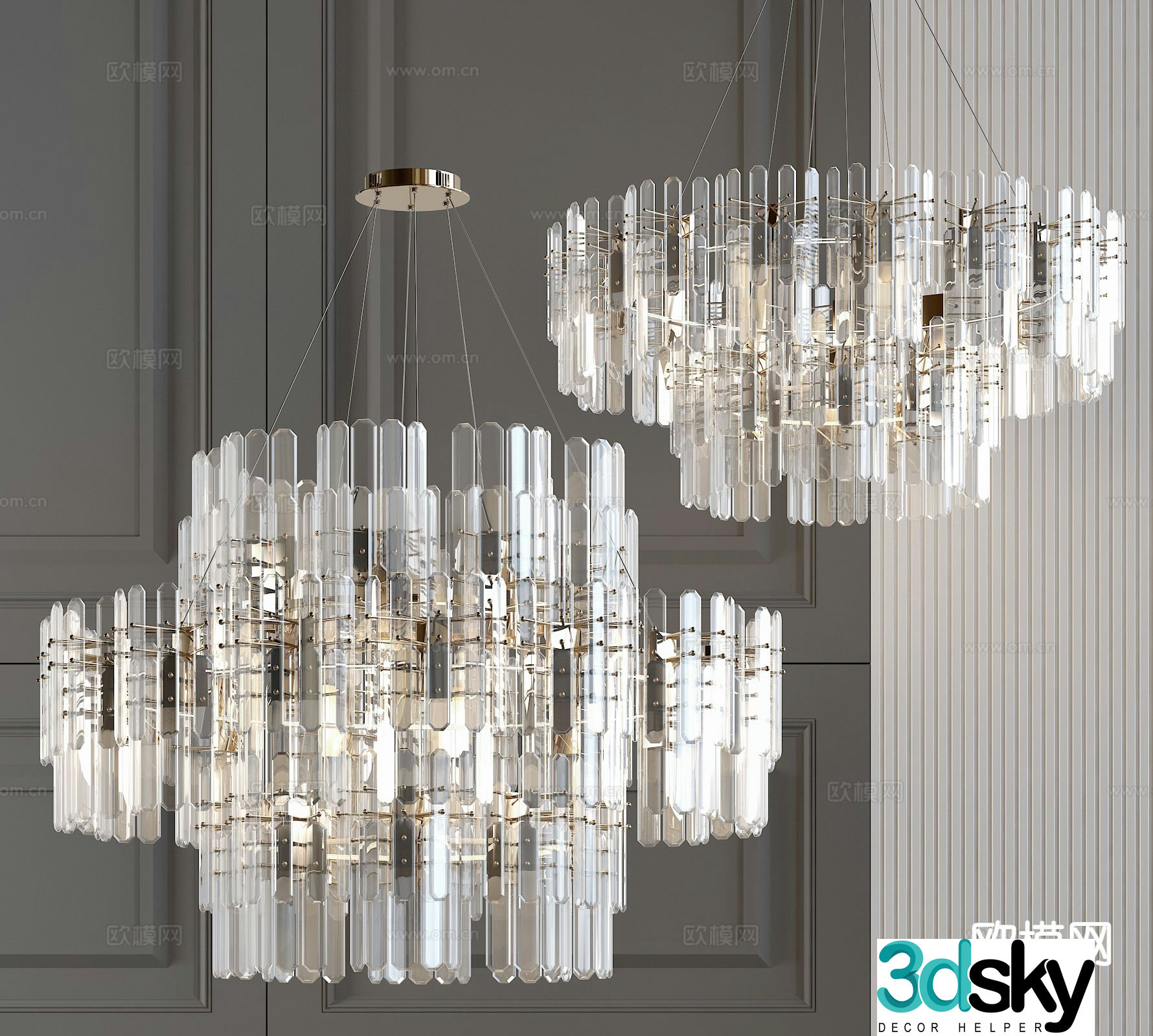 Light luxury crystal chandelier 3d model