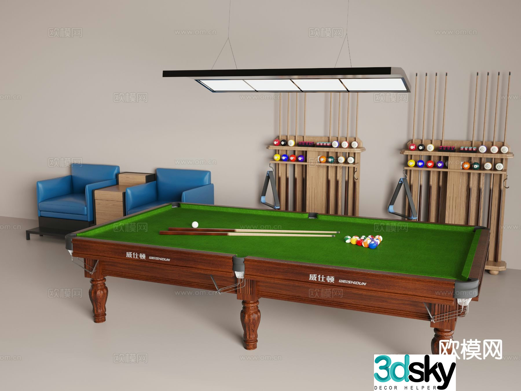 Modern billiard table 3d model