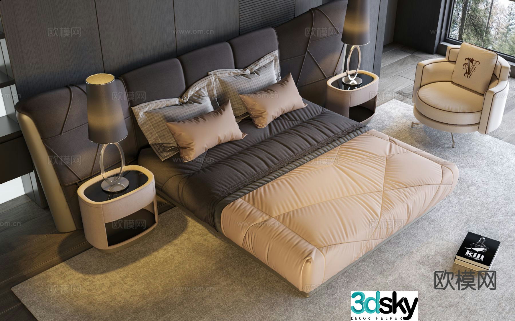 Visionnaire Italian double bed 3d model
