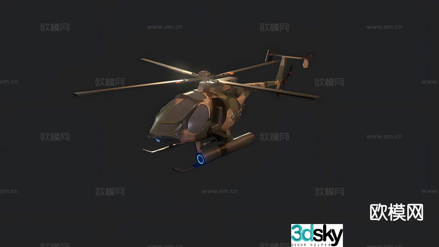military helicopter 3d model