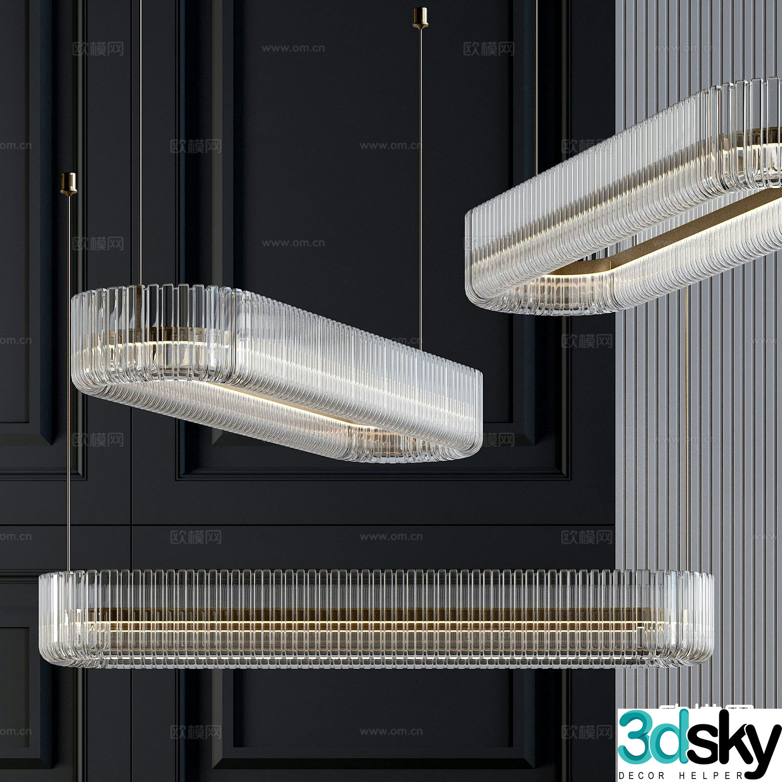 Light luxury crystal chandelier 3d model