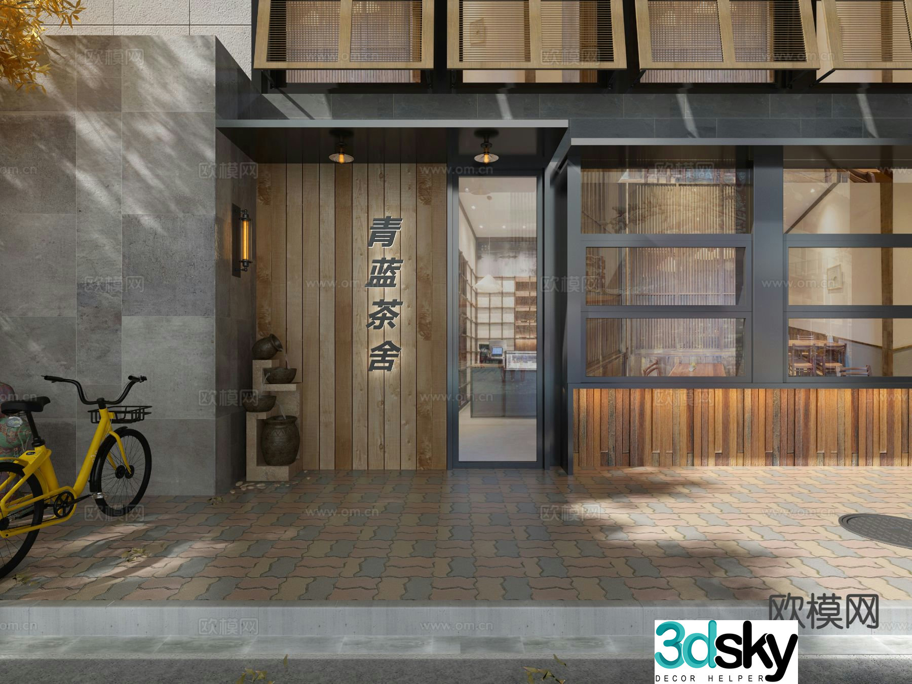Modern teahouse door facade 3D model
