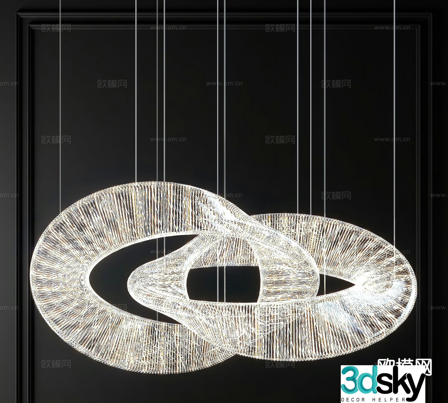 Light luxury crystal chandelier 3d model