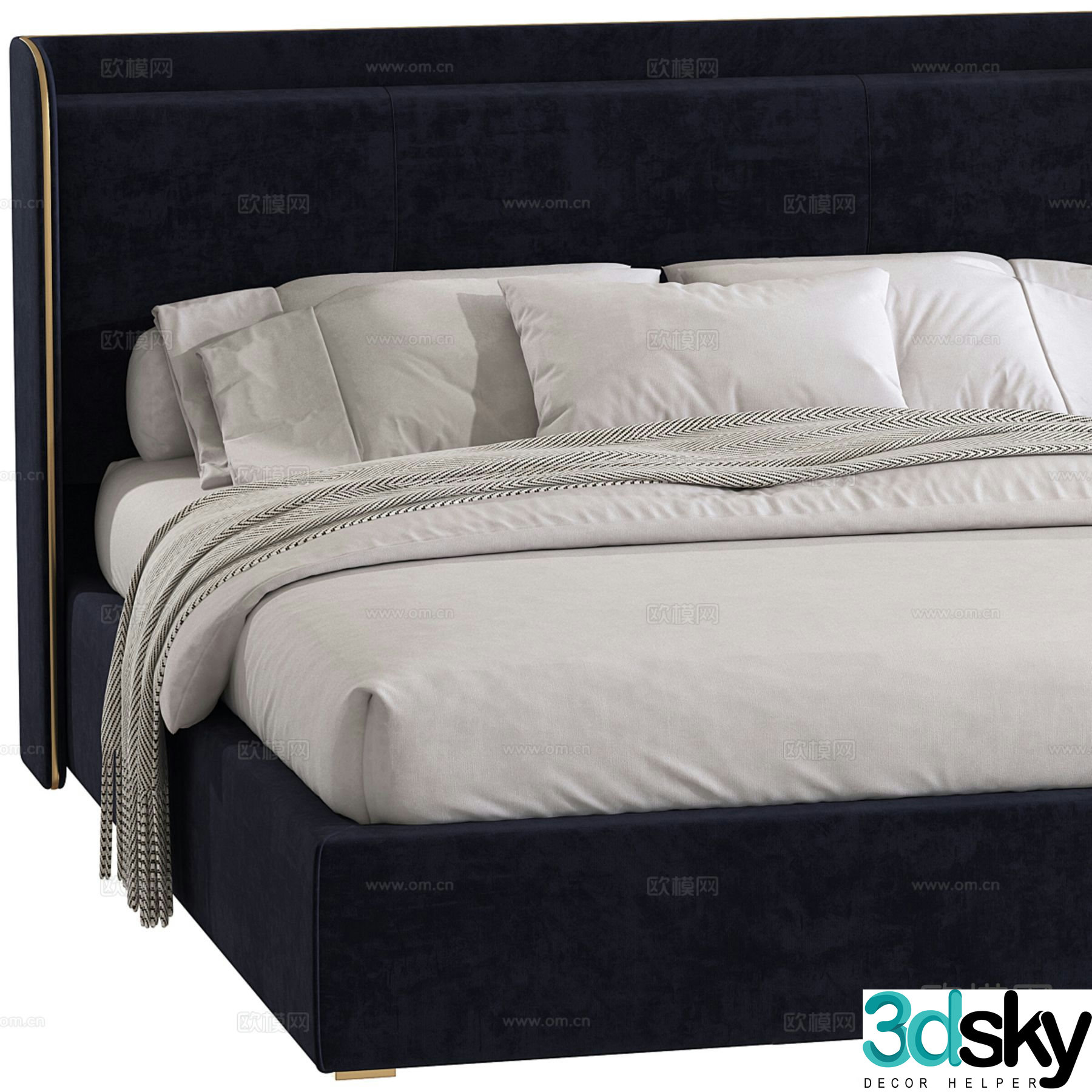 Modern double bed 3d model