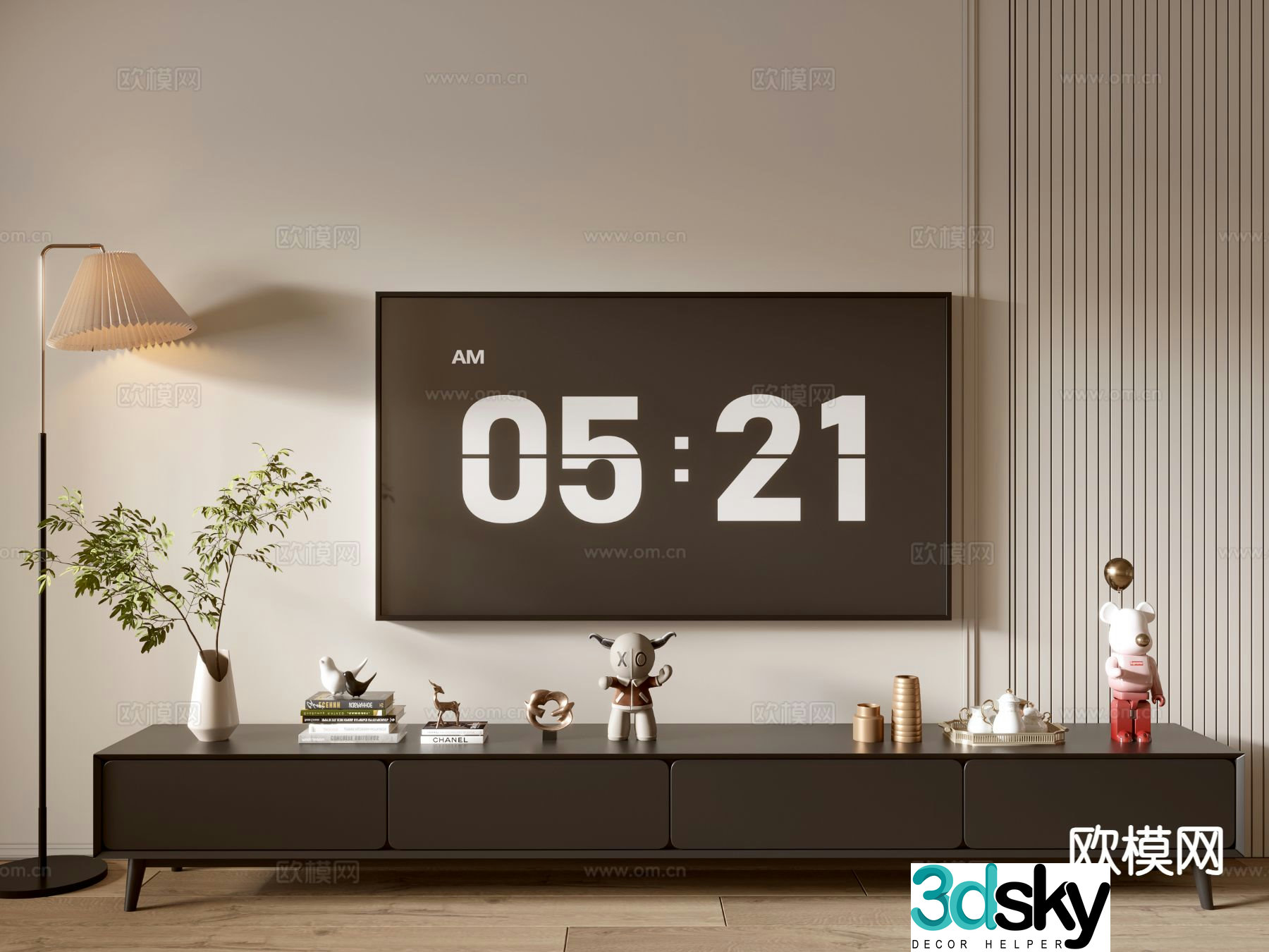 Modern black tv cabinet 3d model