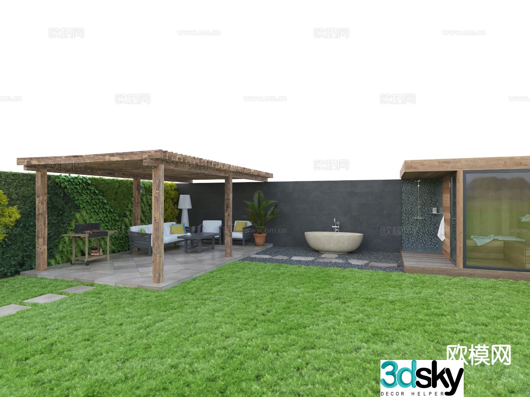 Modern leisure courtyard courtyard 3d model