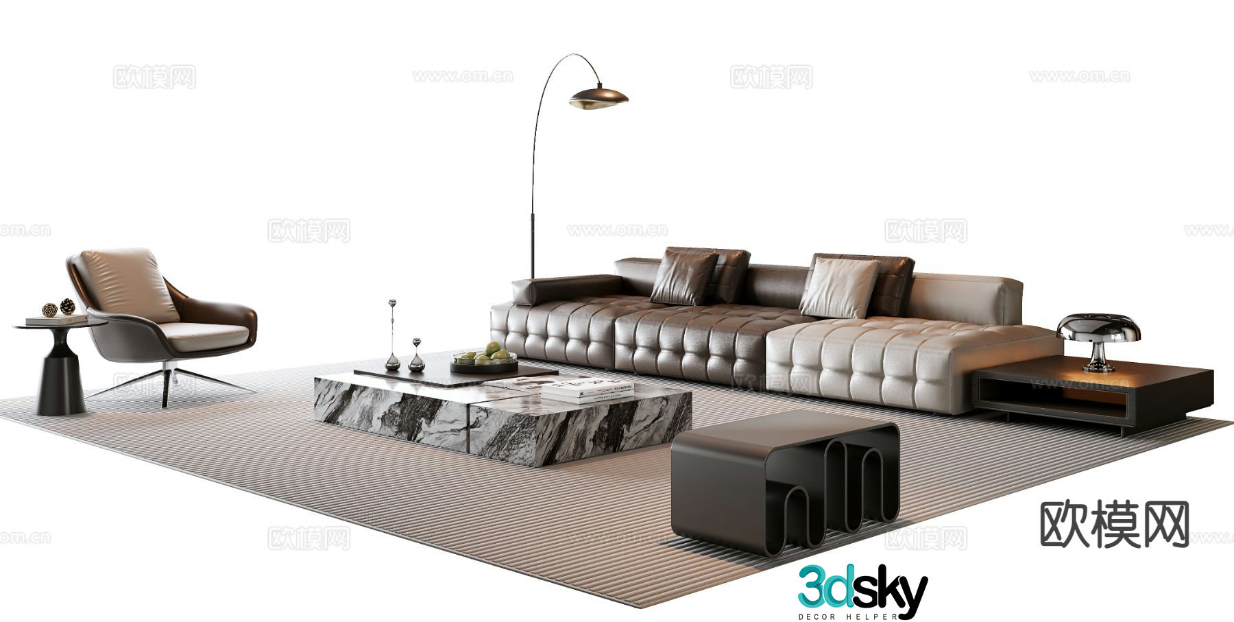 Italian sectional sofa 3d model