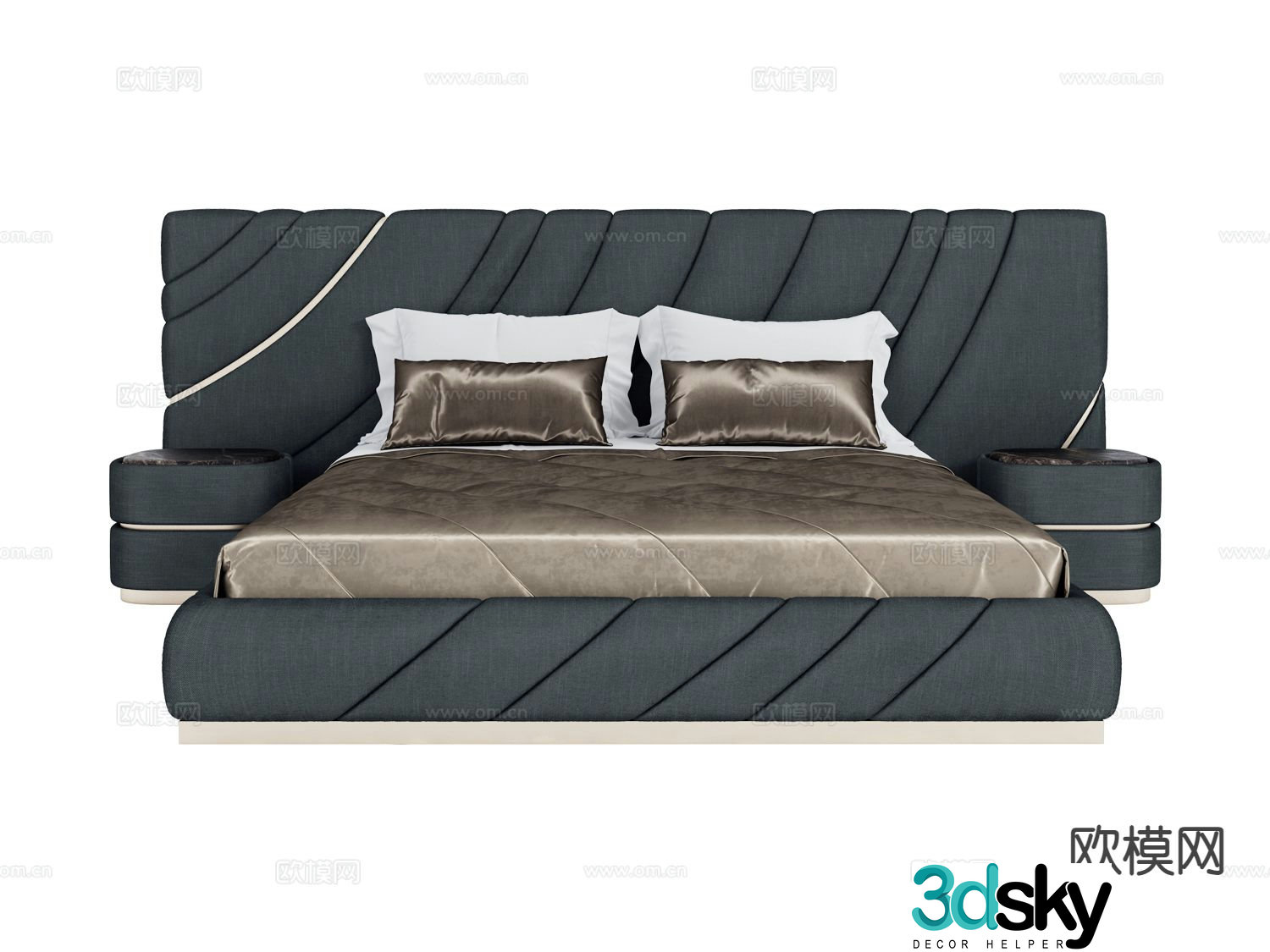 visionnaire light luxury double bed 3d model