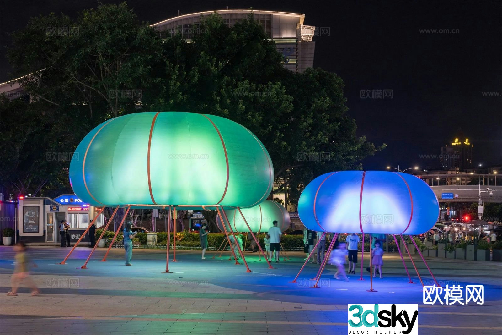 Modern urban sculpture sketch jellyfish installation landscape sculpture 3D model