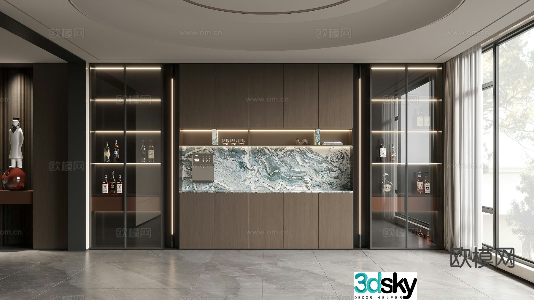 Modern wine cabinet sideboard 3D model