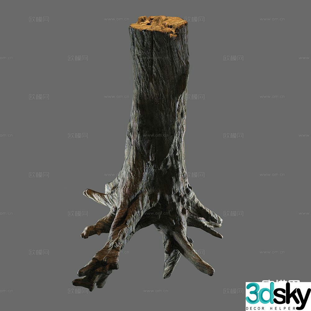 Dead wood artistic root carving 3d model