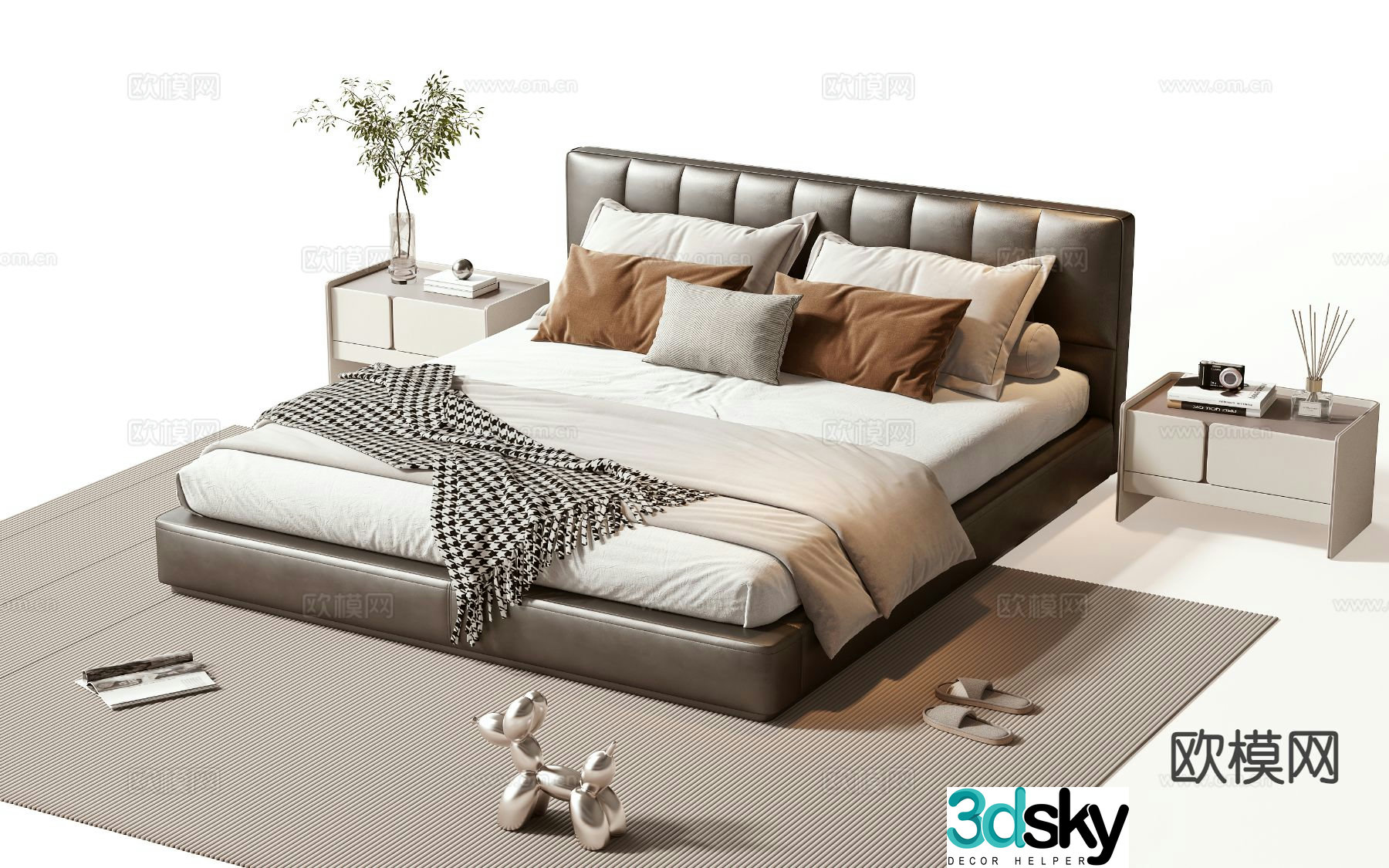 Modern double bed 3d model