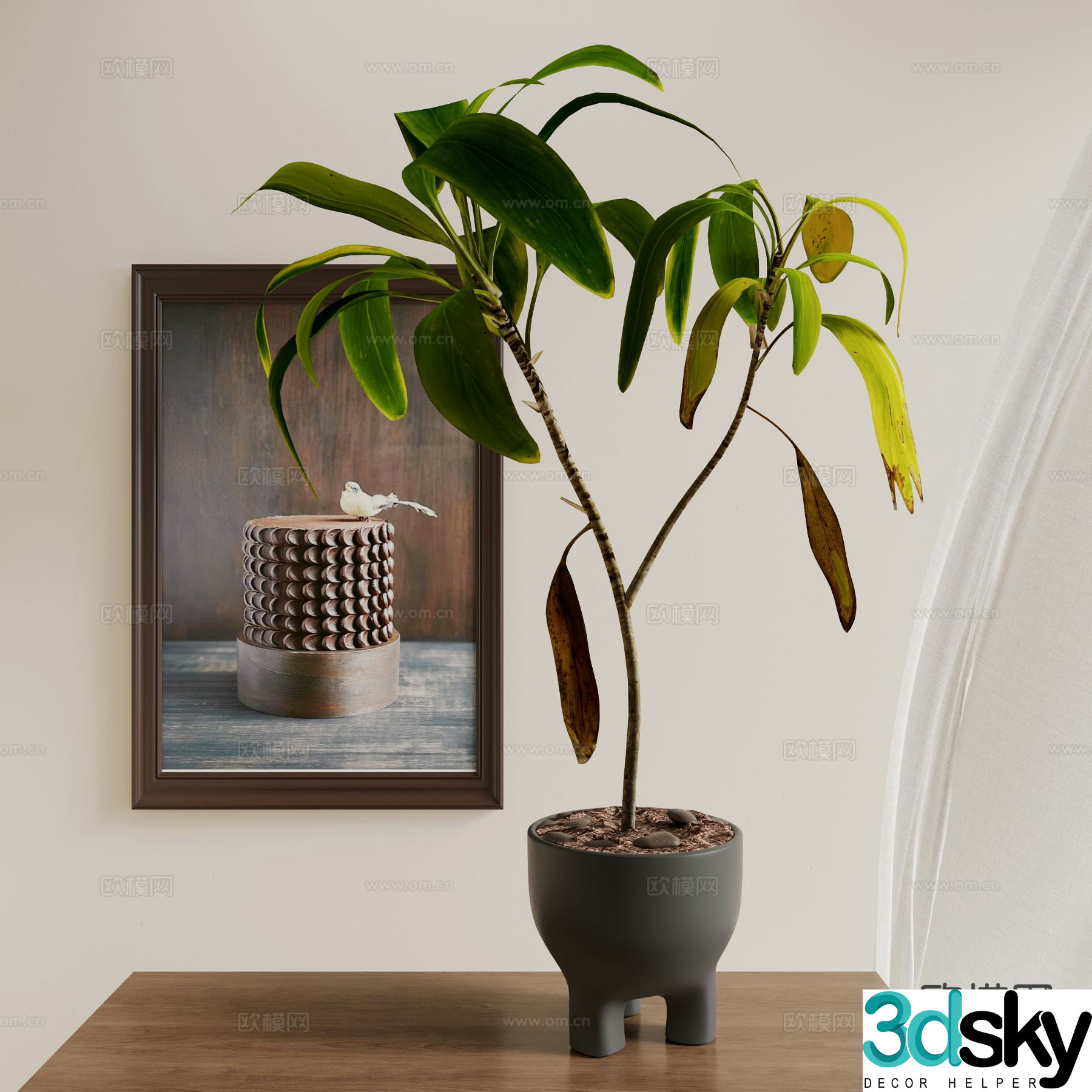 3D model of medieval green plant potted plants