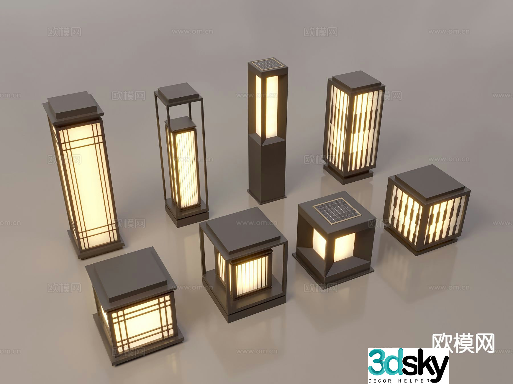 Chinese landscape lights lawn lights garden lights outdoor lights 3D model
