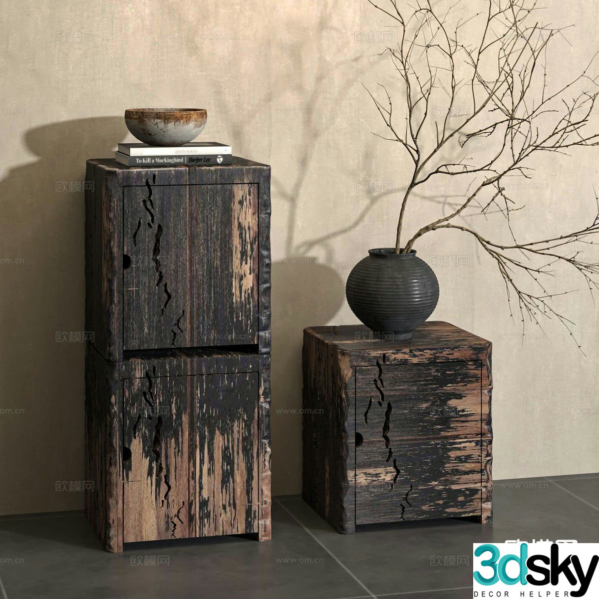 wabi-sabi bedside table 3d model