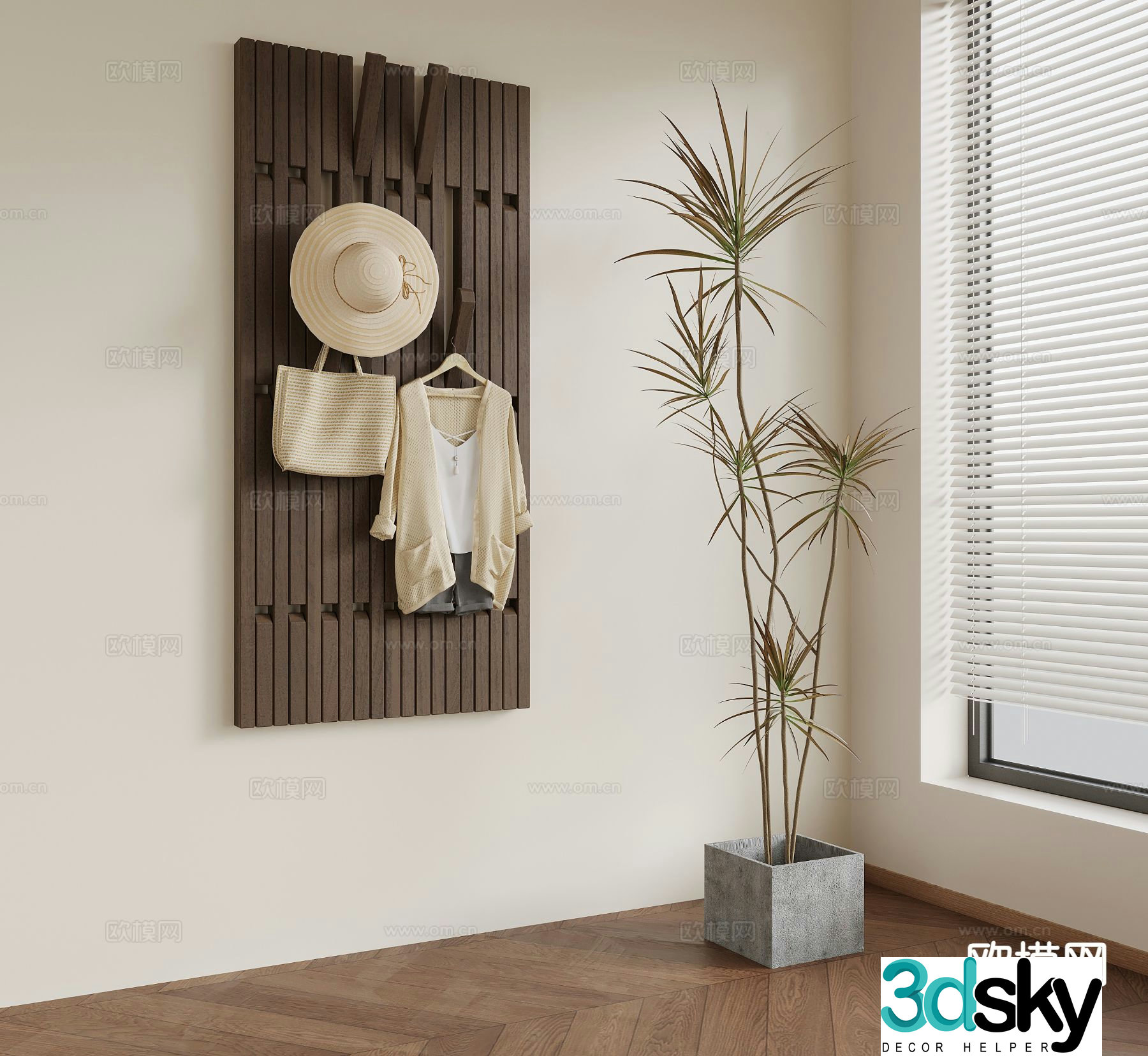 Medieval style clothes board and clothes hanger 3D model