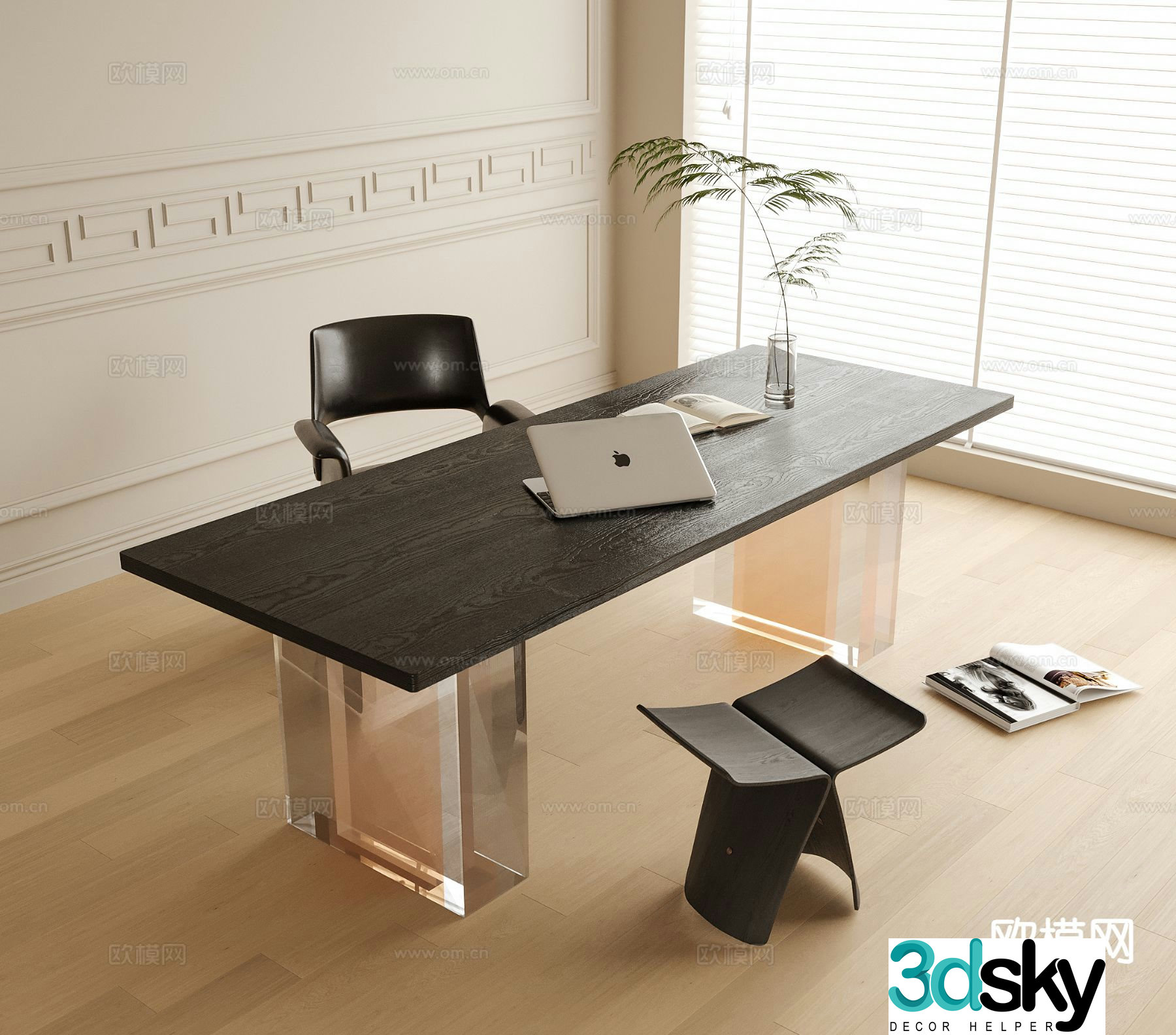 Modern desk and chair 3d model