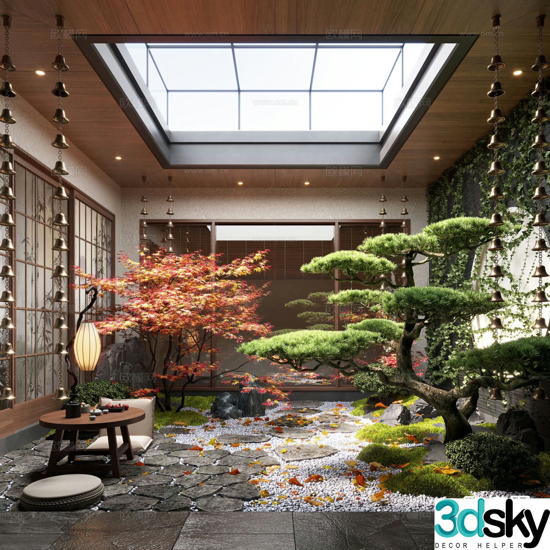 New Chinese Zen Patio Courtyard Landscape 3D Model