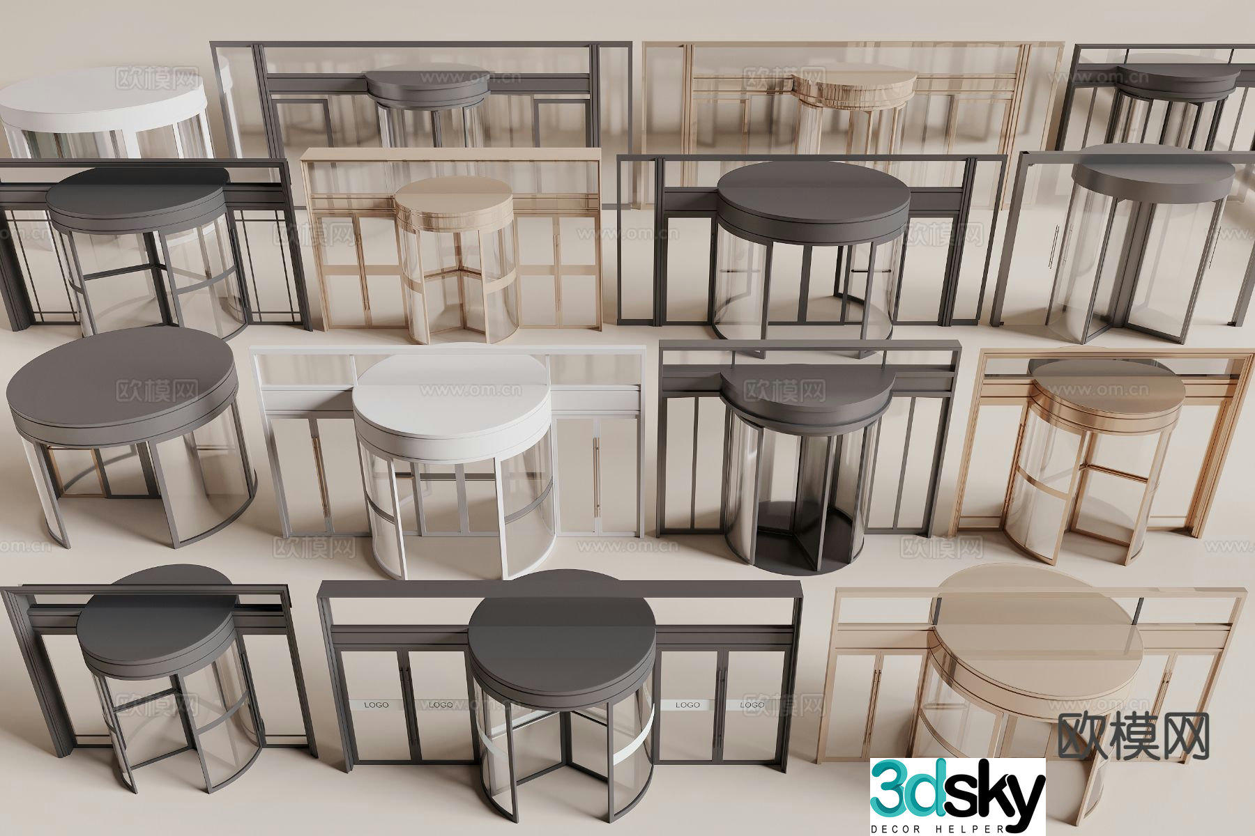 Modern revolving door Hotel door 3D model
