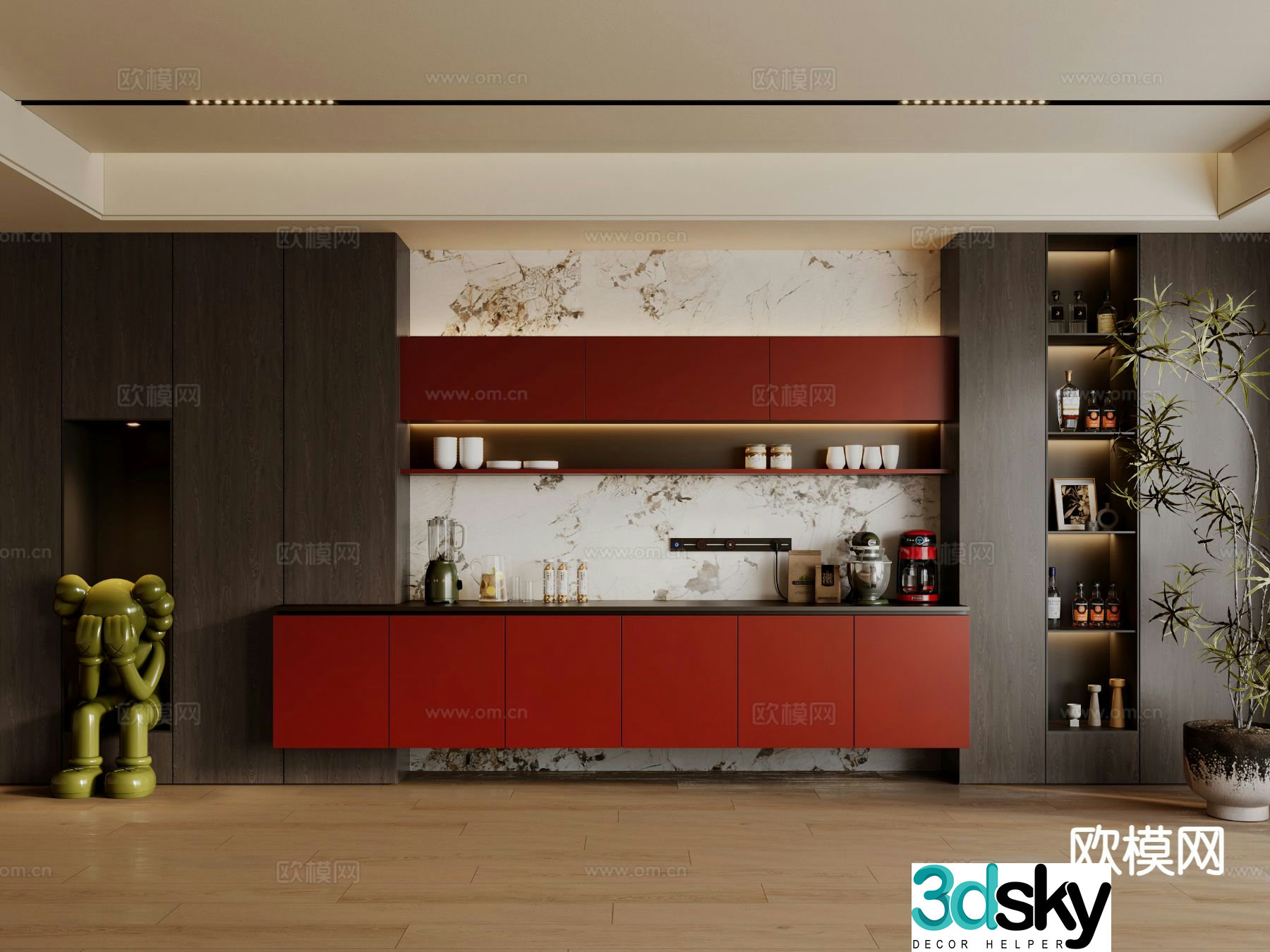 Italian wine cabinet sideboard 3D model