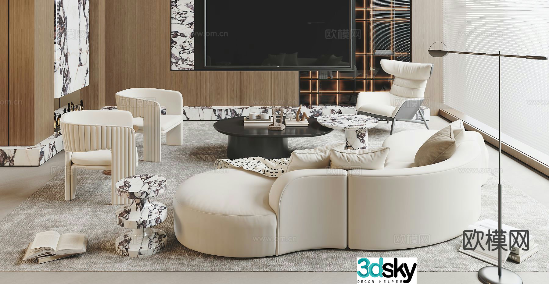 Cream style sofa modular sofa special shaped sofa 3d model