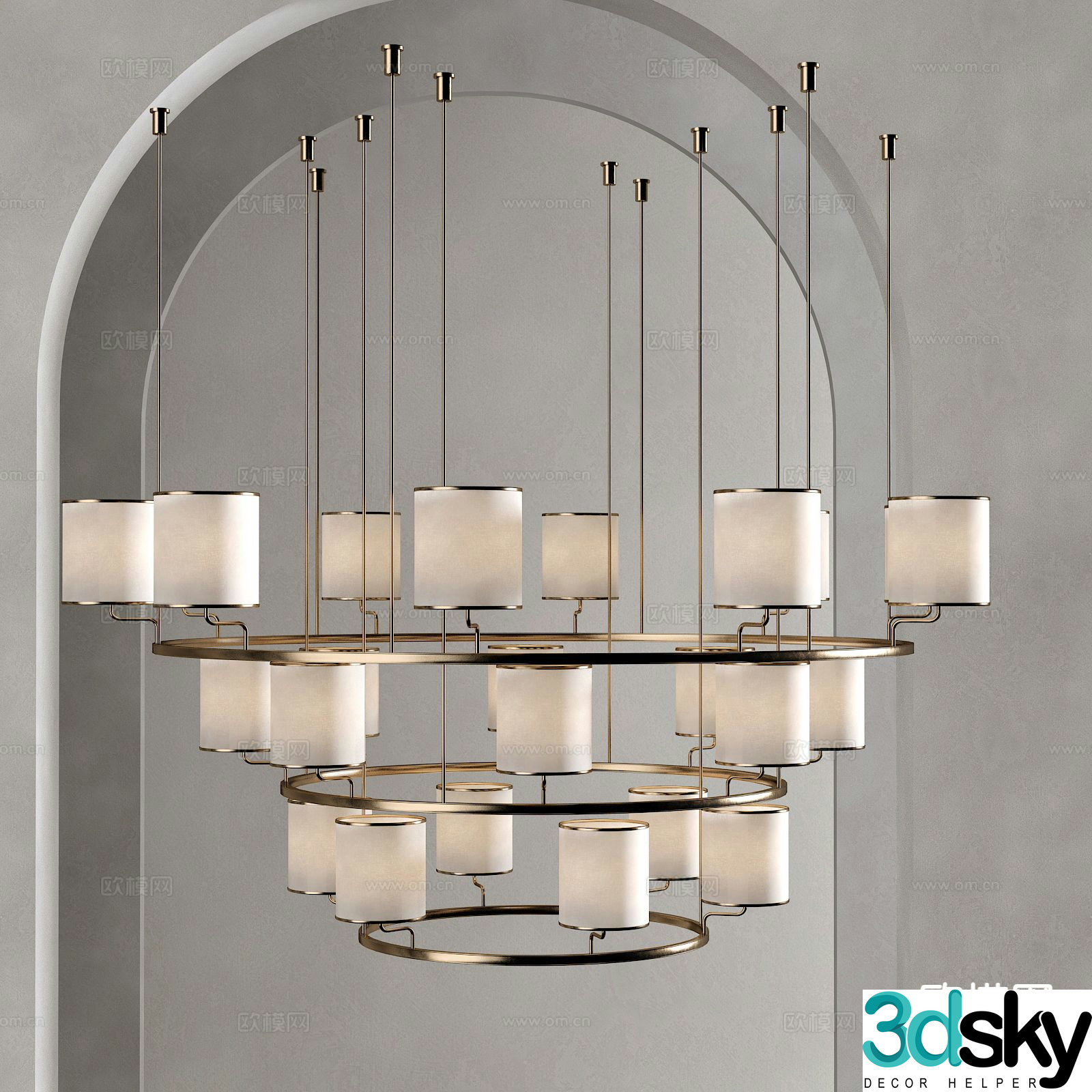 New Chinese Chandelier Lobby Chandelier 3D Model