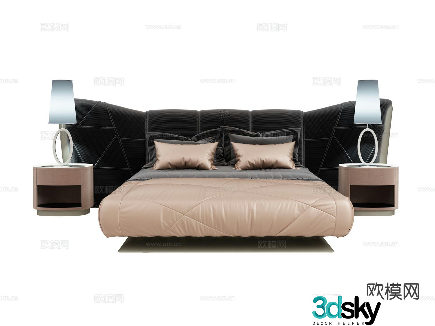 visionnaire light luxury double bed 3d model
