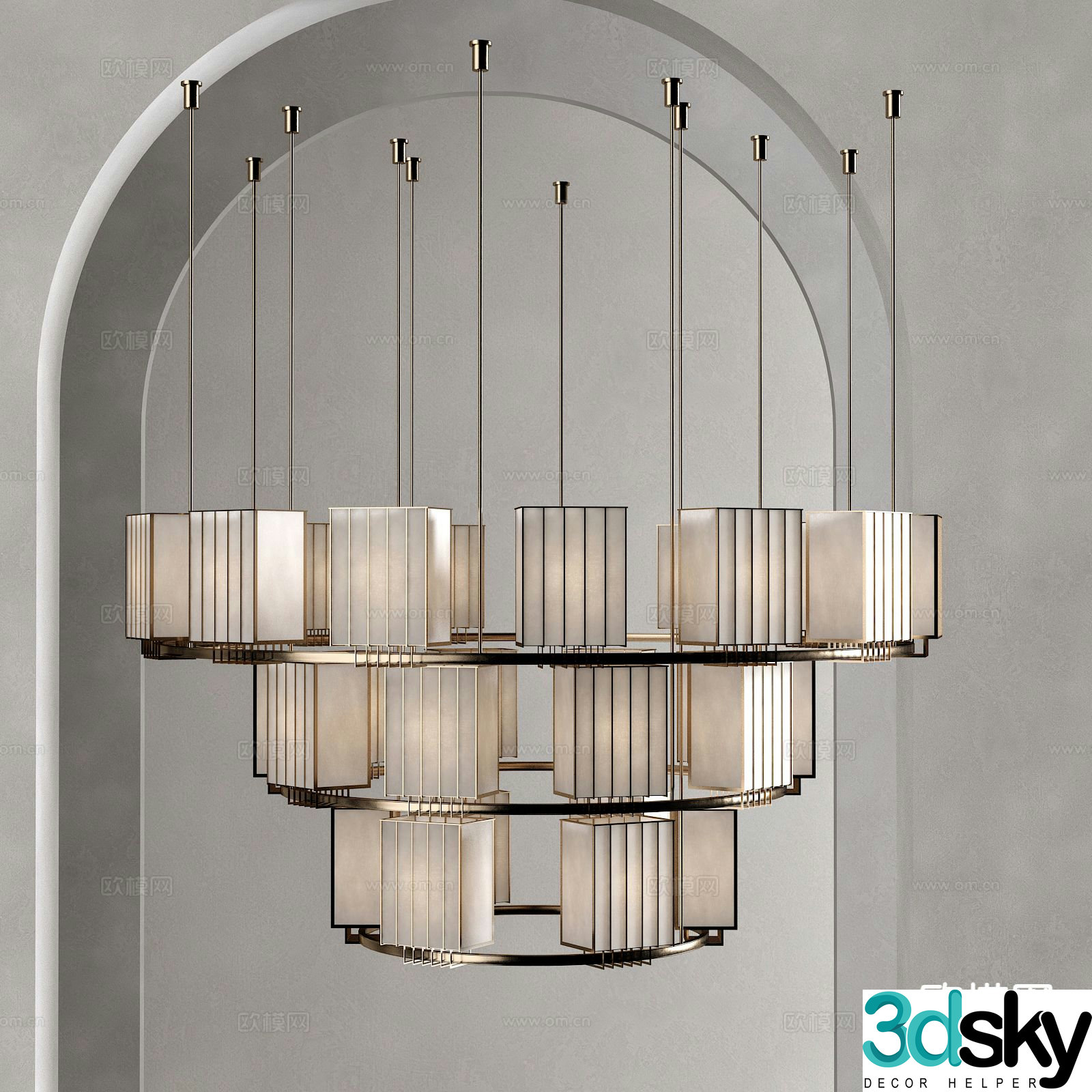New Chinese style chandelier ring chandelier 3d model