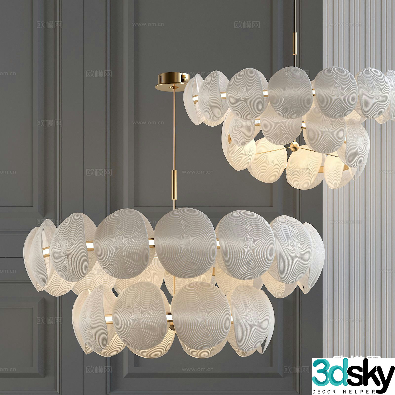 Light luxury chandelier ring chandelier 3d model