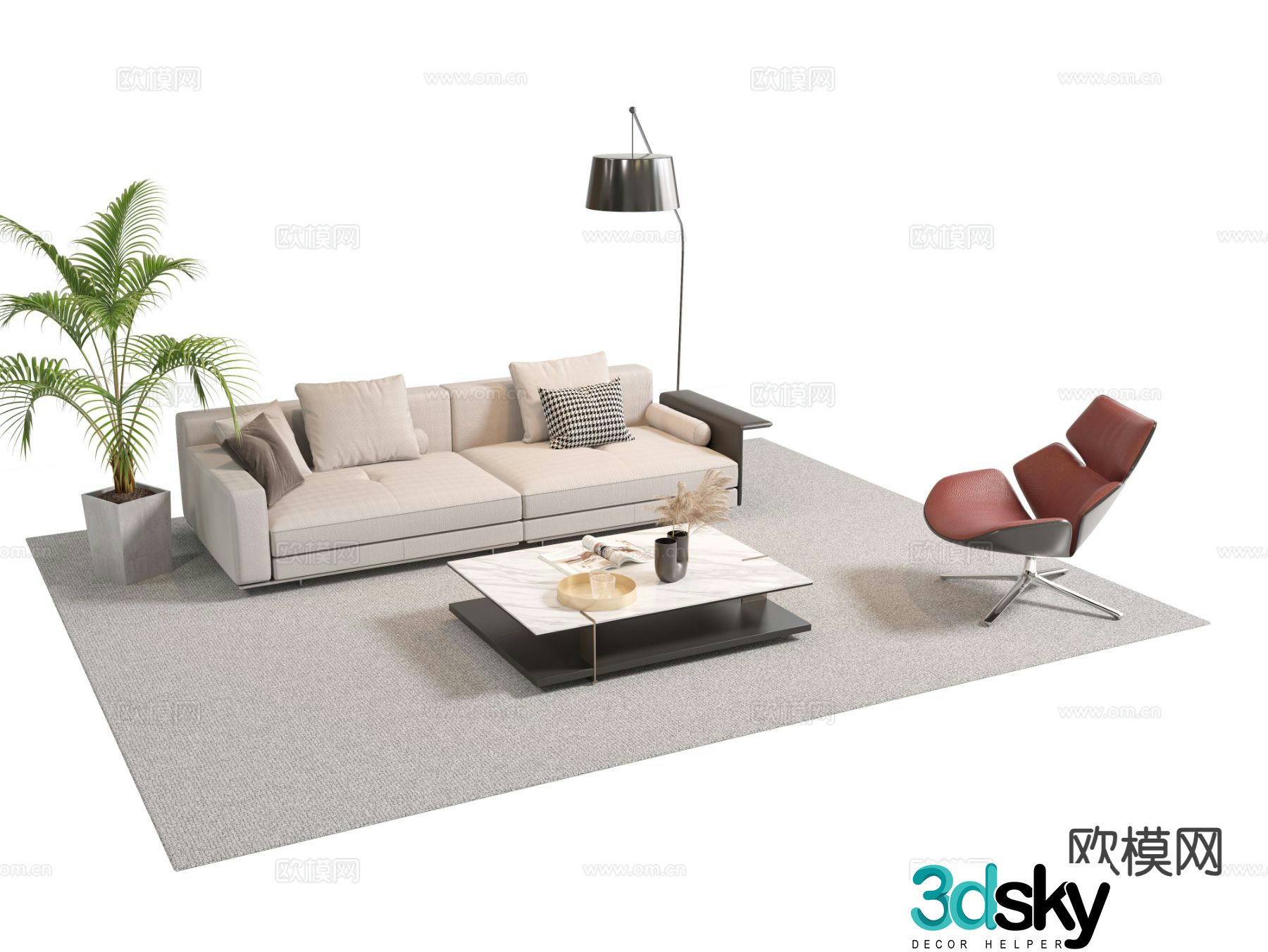 Modern office sofa modular sofa 3d model