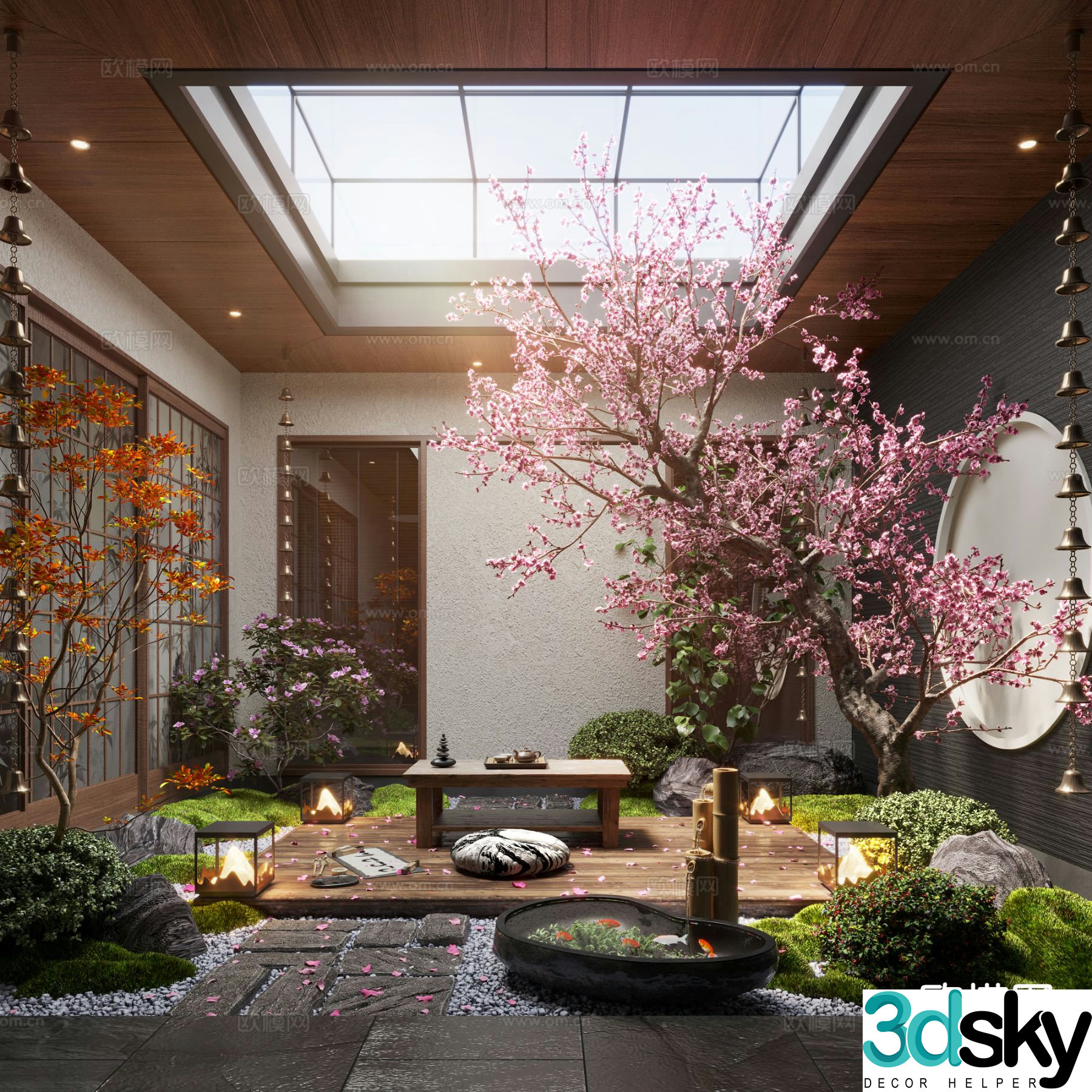 New Chinese Zen Patio Courtyard Landscape 3D Model