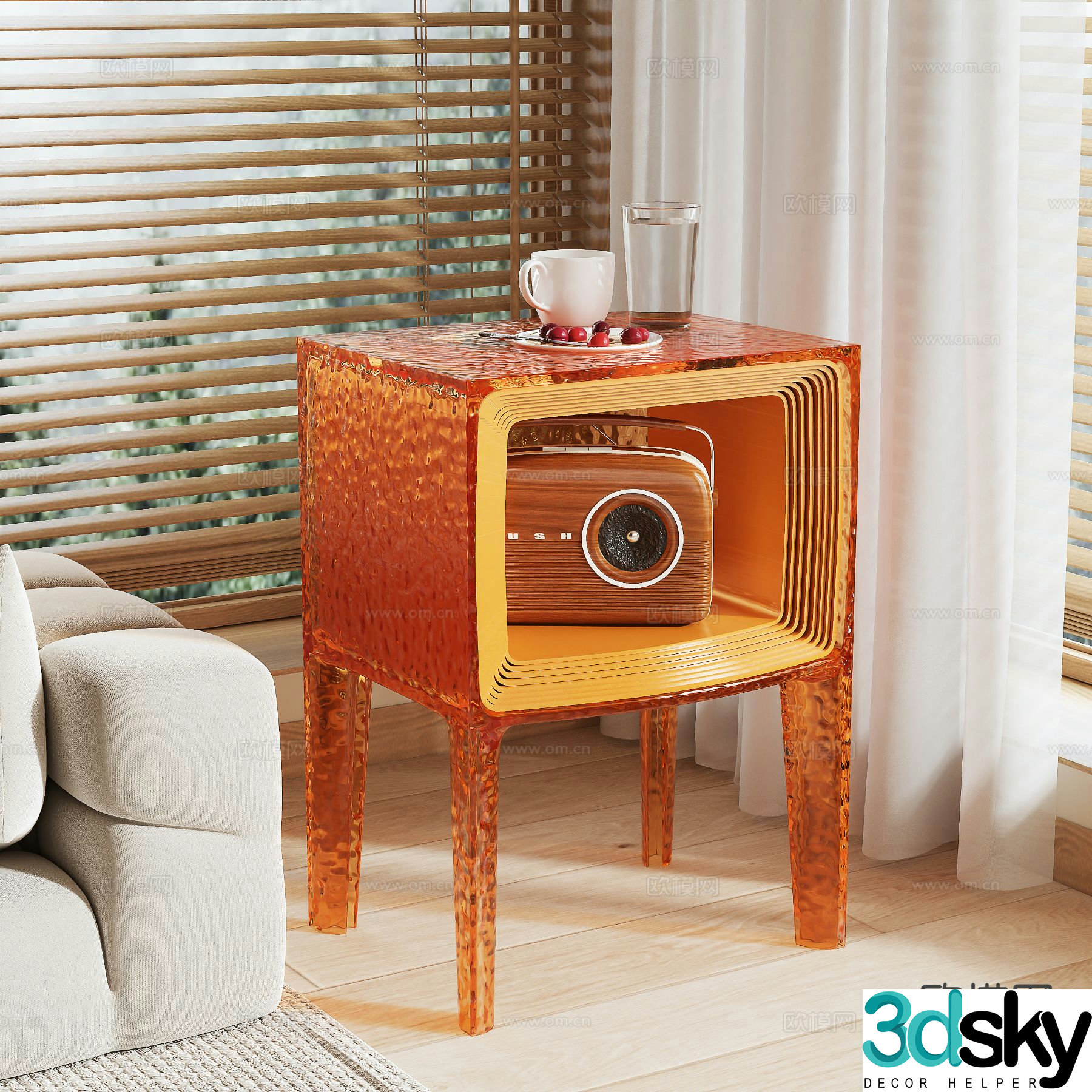 Acrylic bedside table 3d model
