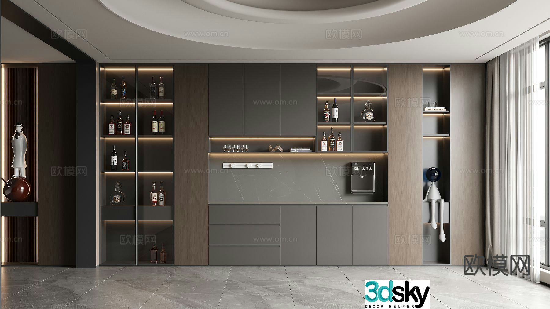 Modern wine cabinet sideboard 3d model