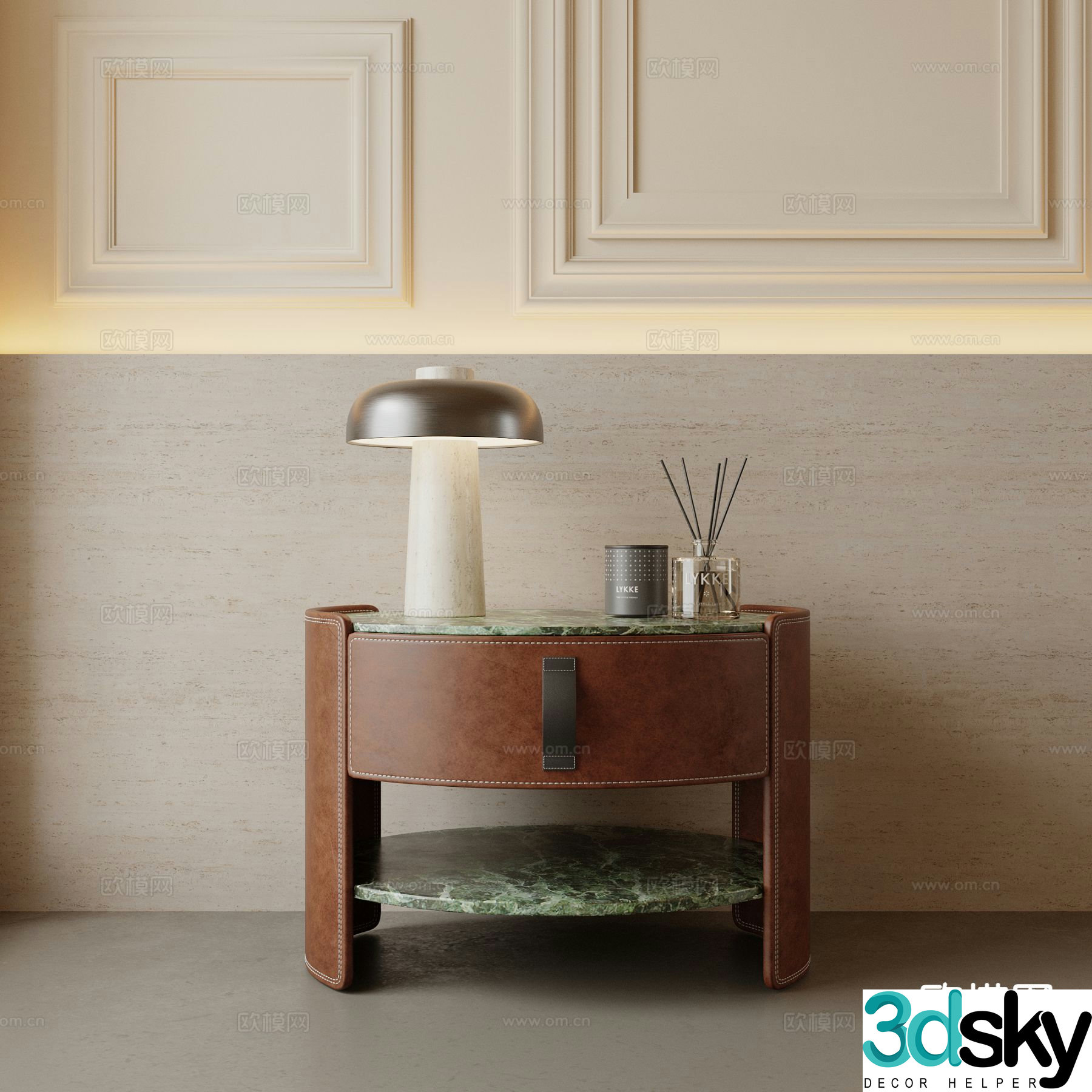 Medieval style bedside table 3d model