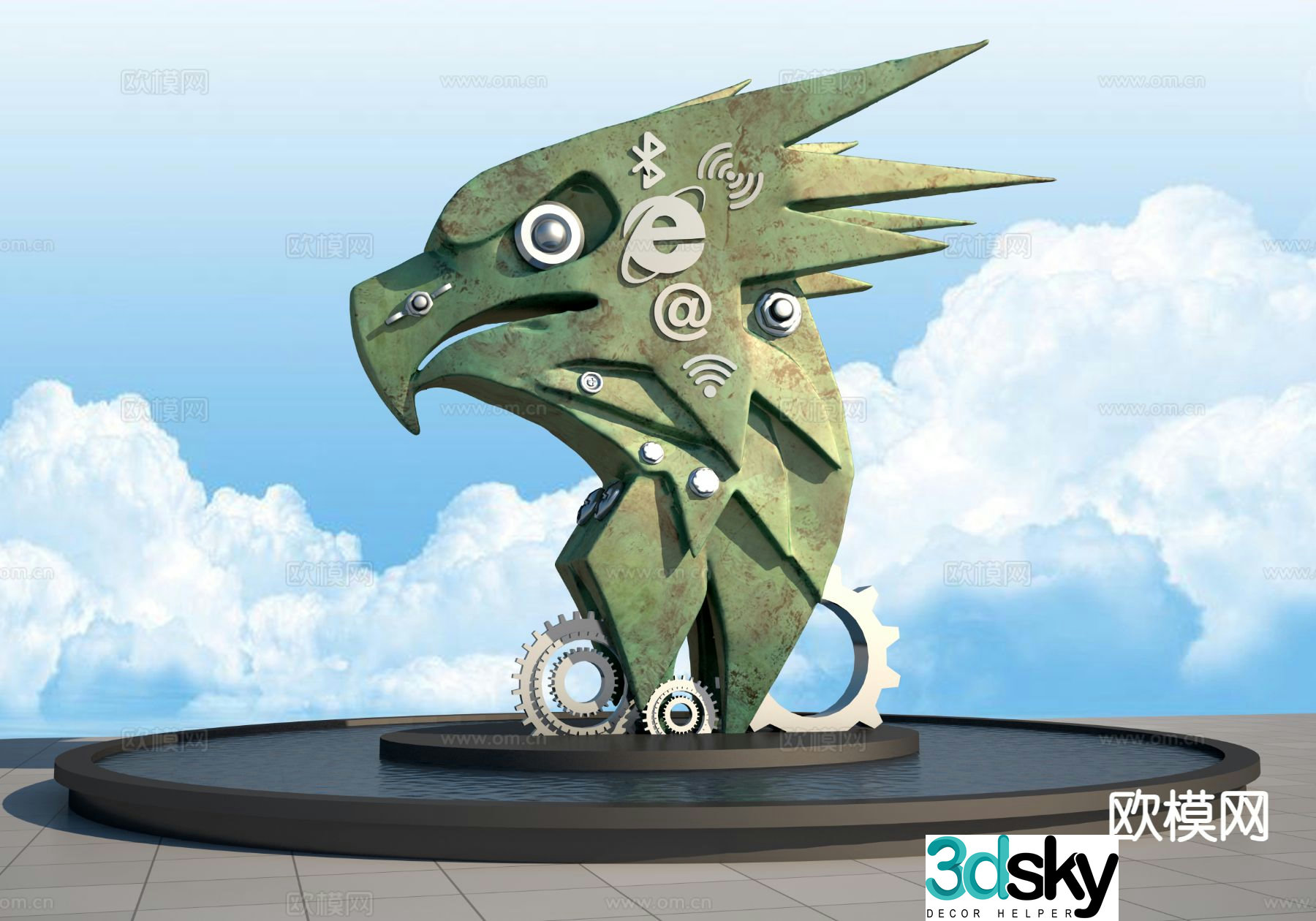 Eagle head sculpture landscape sculpture 3d model