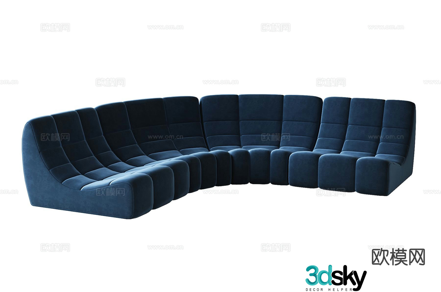 Modern curved sofa fabric sofa 3d model