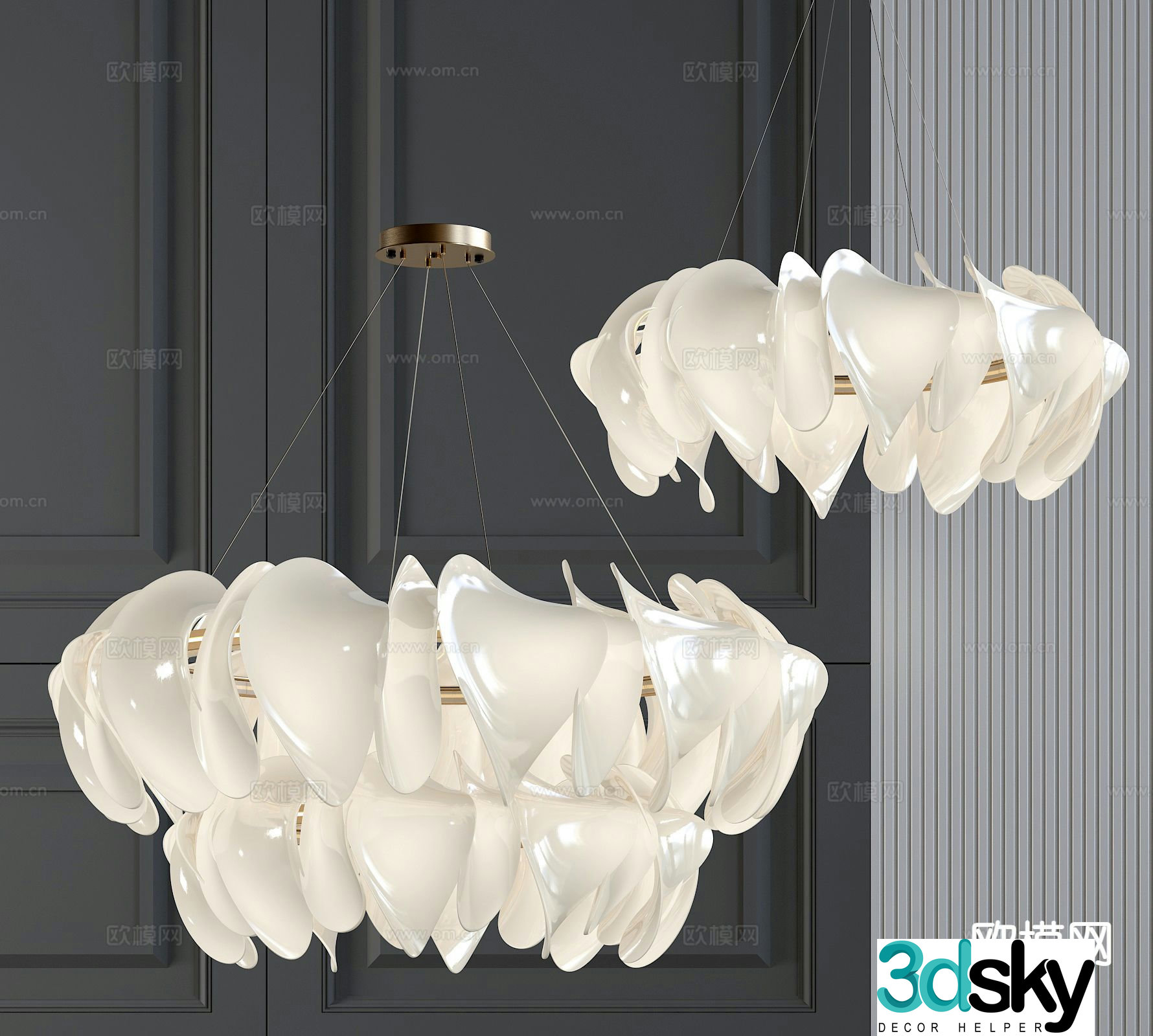 Light luxury chandelier hall chandelier 3d model