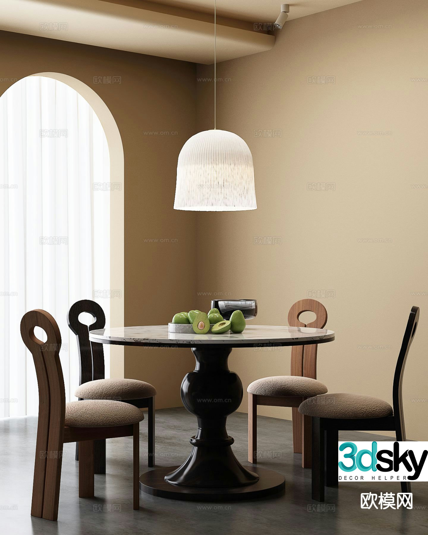 Medieval style dining table and chairs 3d model
