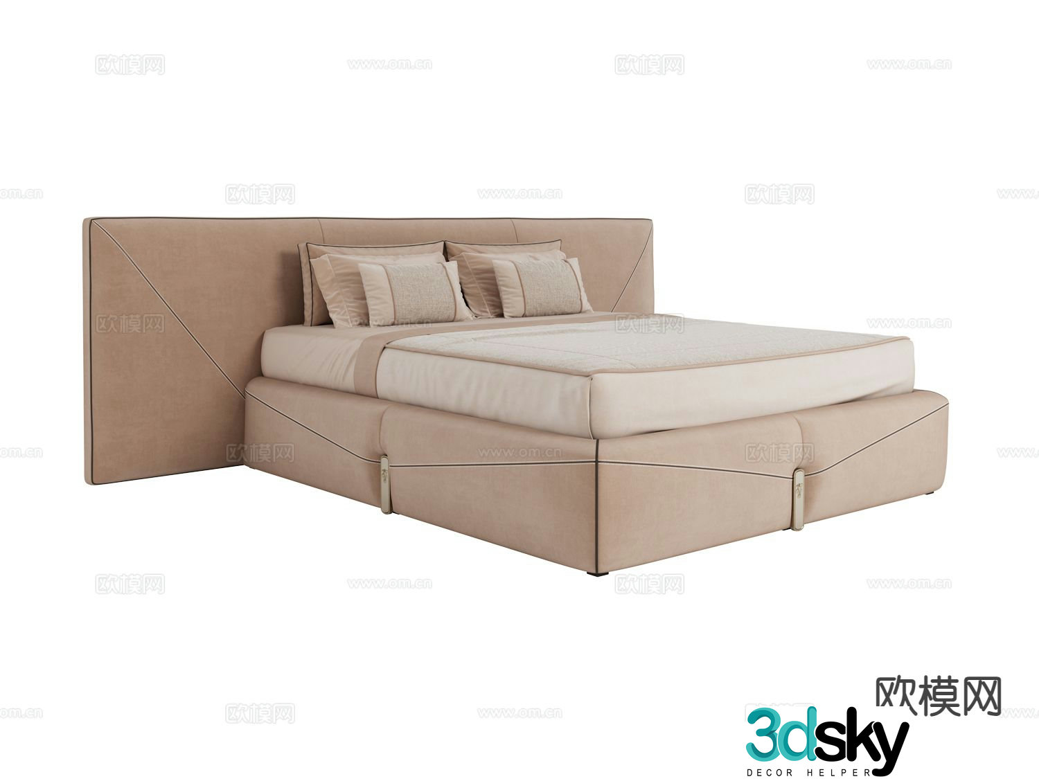 visionnaire light luxury double bed 3d model