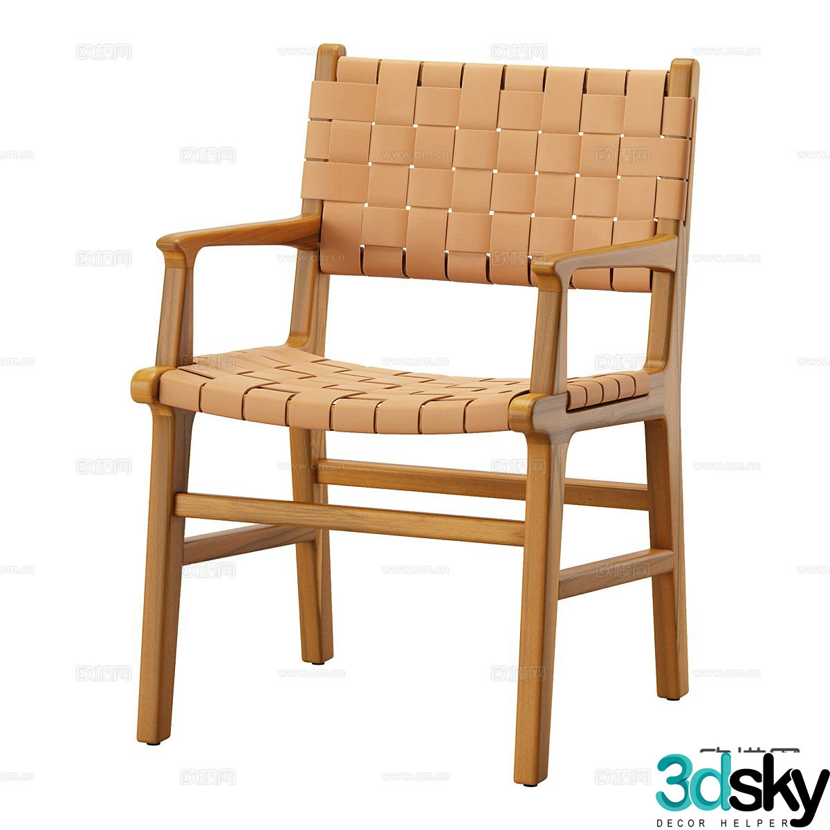 Log wind rattan chair leisure chair 3d model