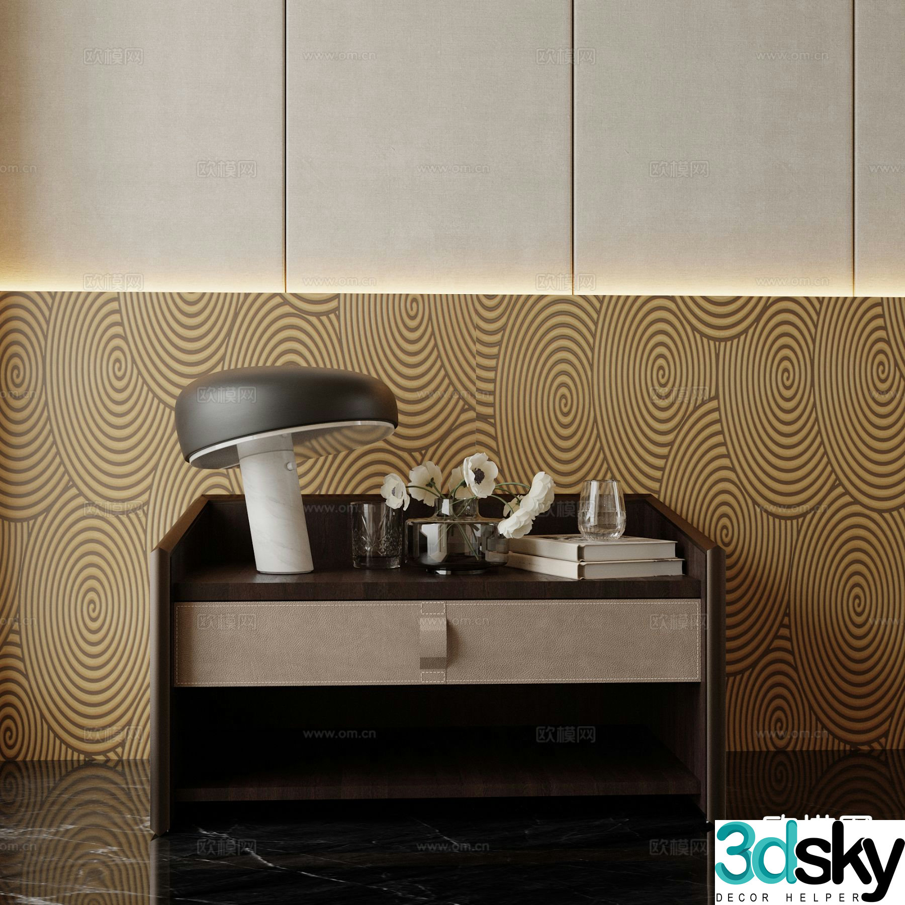 Modern bedside table 3d model