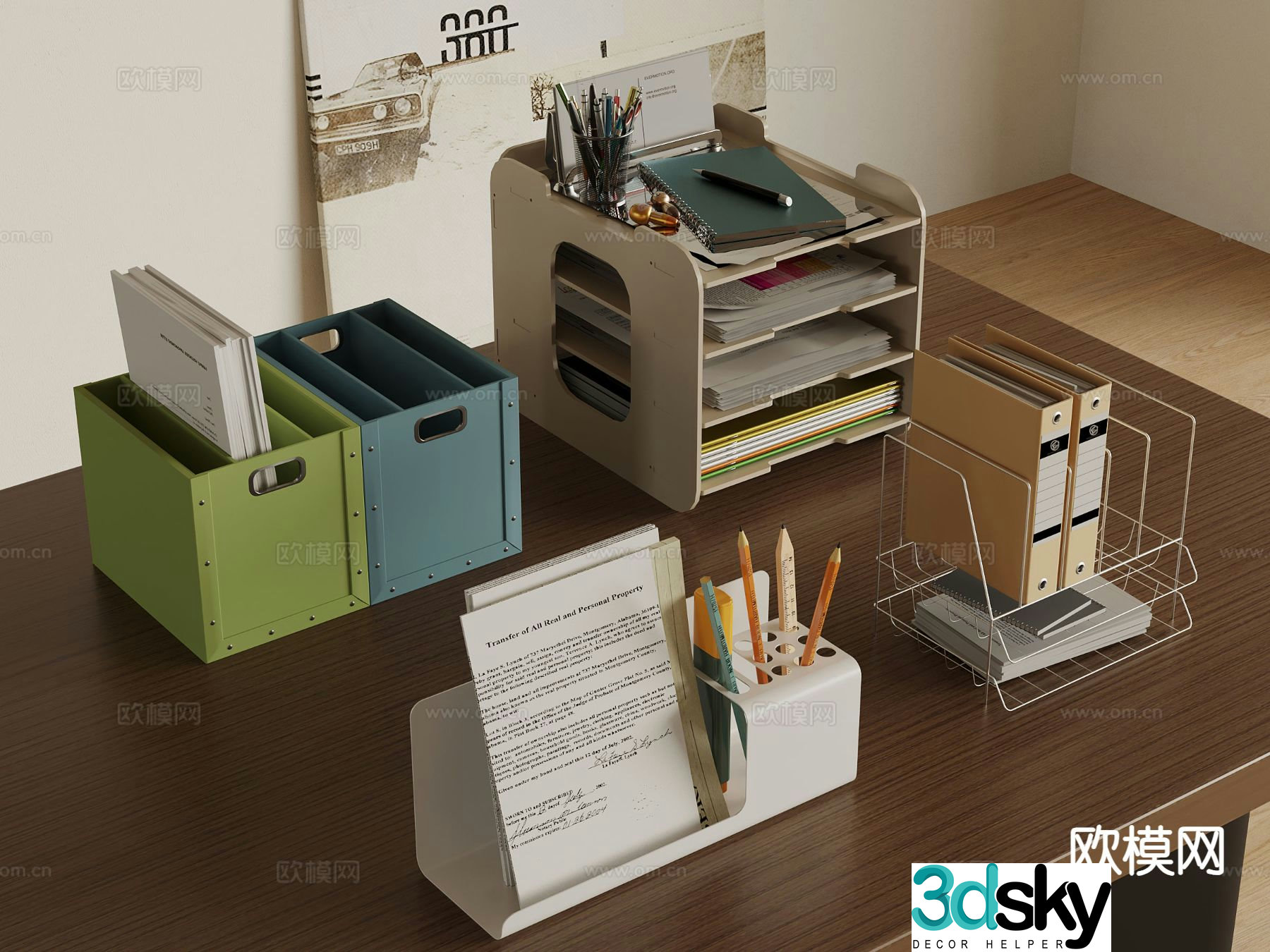 Modern office supplies folder notebook 3d model